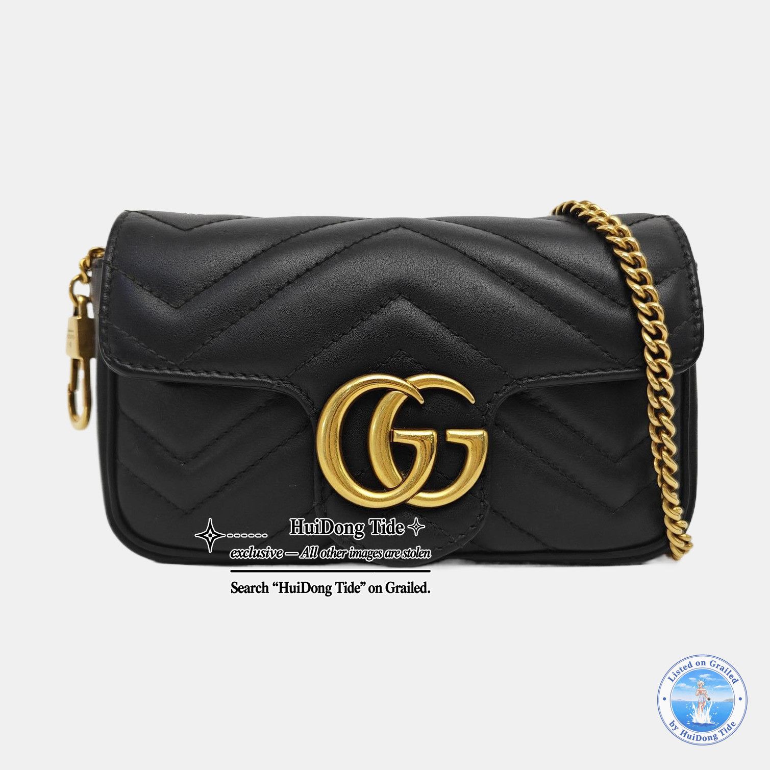 Gucci Gucci GG Marmont Mini Chevron Leather Chain Bag Size ONE SIZE - 8 Thumbnail