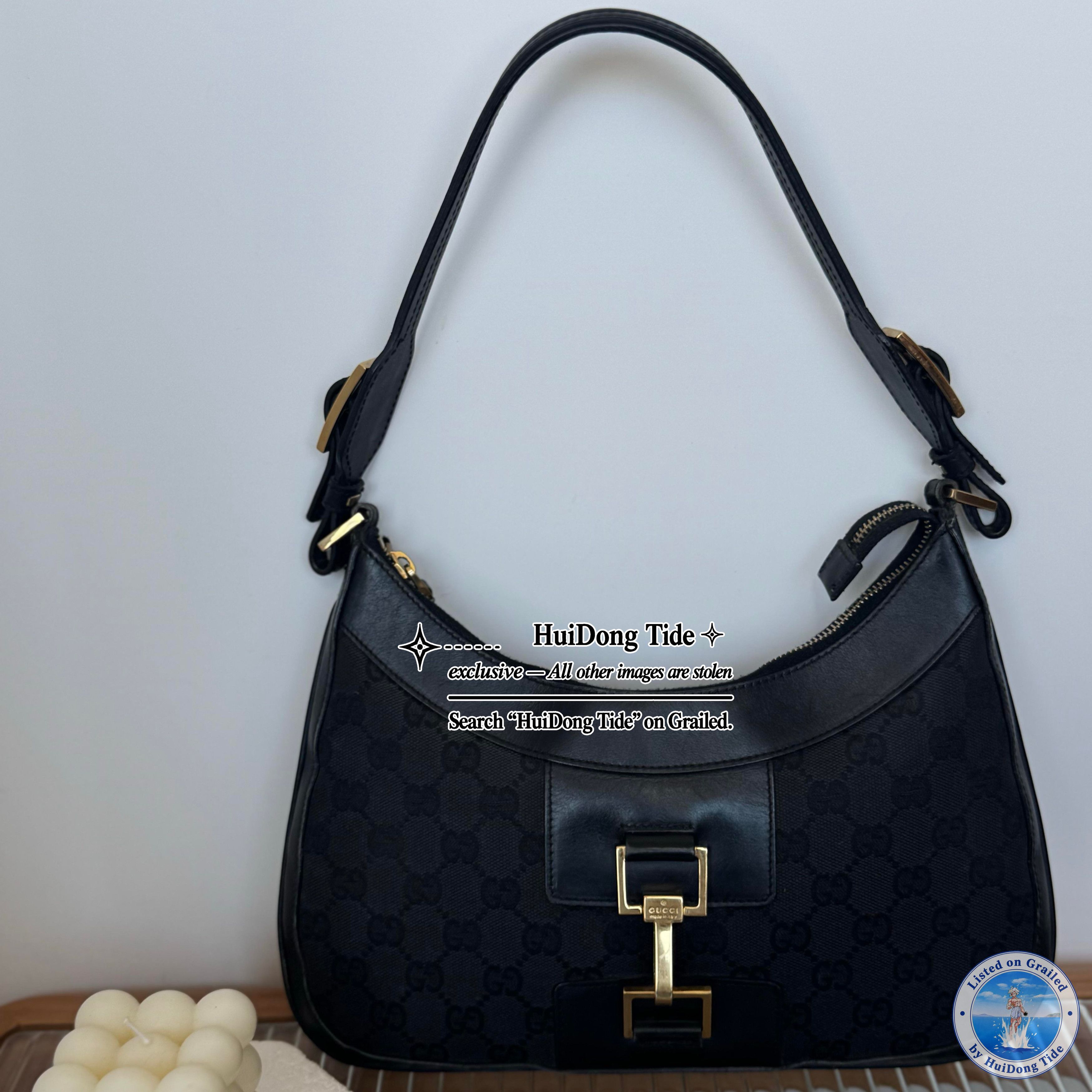 Gucci Gucci Black GG Canvas Horsebit Shoulder Bag Size ONE SIZE - 8 Thumbnail