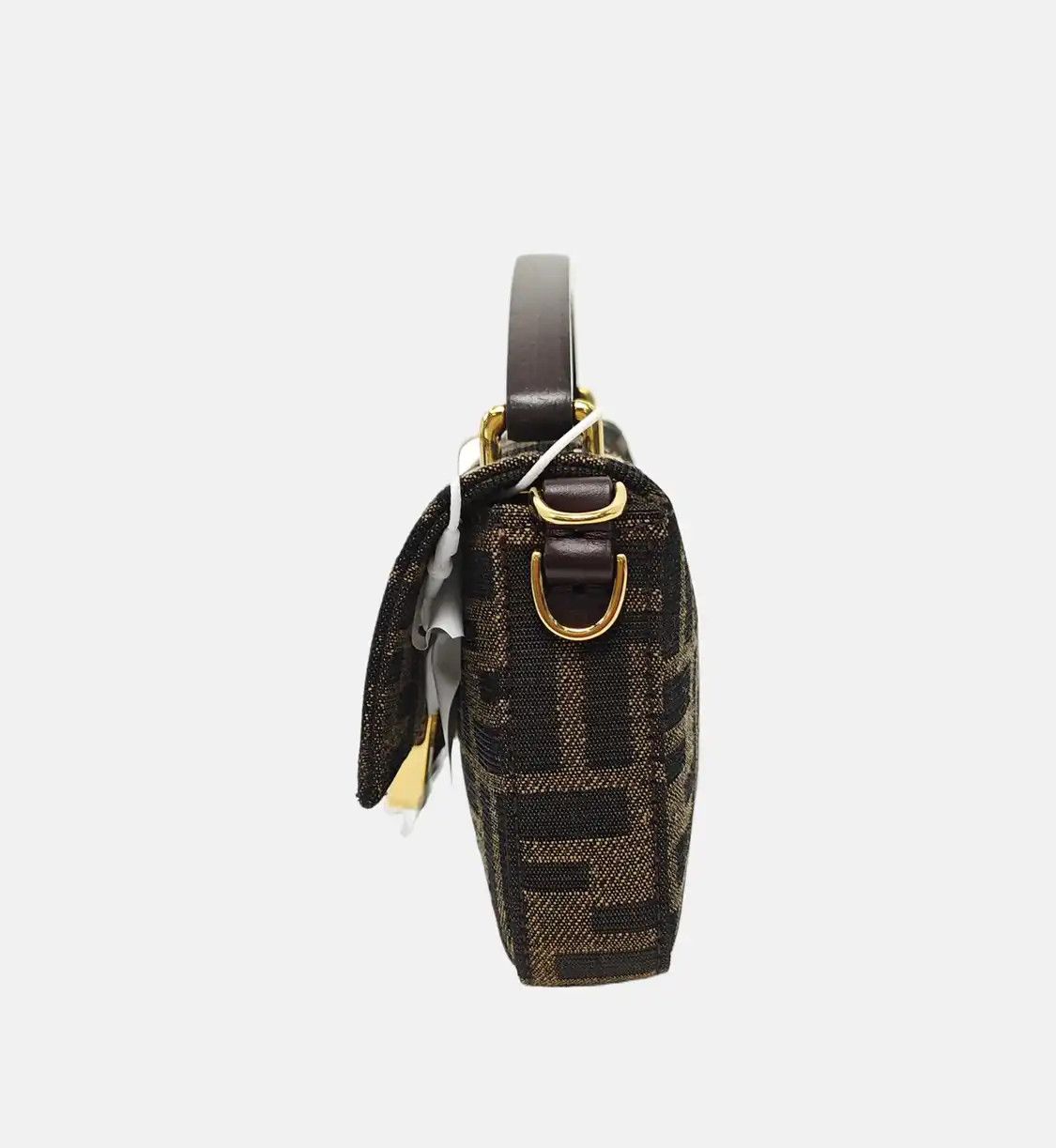 Fendi FENDI Baguette brown canvas doubleF monogram shoulder bag crossbody bag gold har Size ONE SIZE - 3 Thumbnail