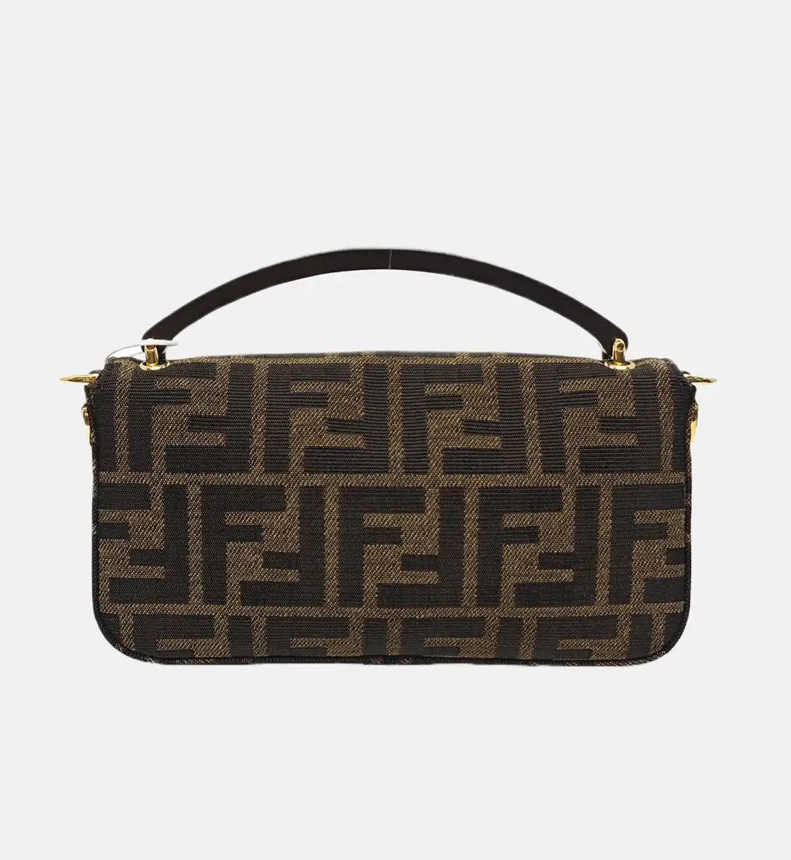 Fendi FENDI Baguette brown canvas doubleF monogram shoulder bag crossbody bag gold har Size ONE SIZE - 5 Thumbnail