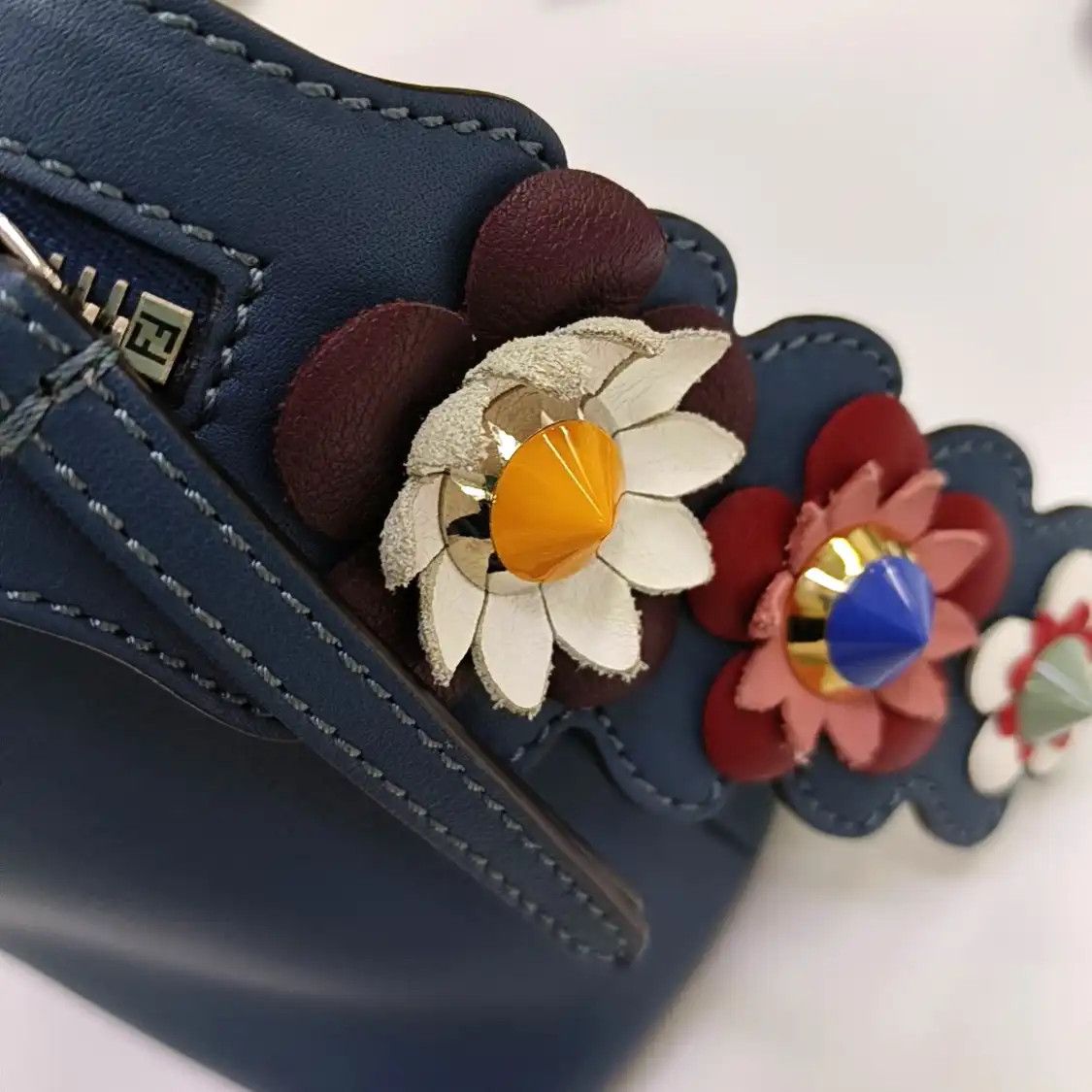 Fendi FENDI By The Way Medium blue cowhide leather stud shoulder bag crossbody bag sil Size ONE SIZE - 10 Thumbnail
