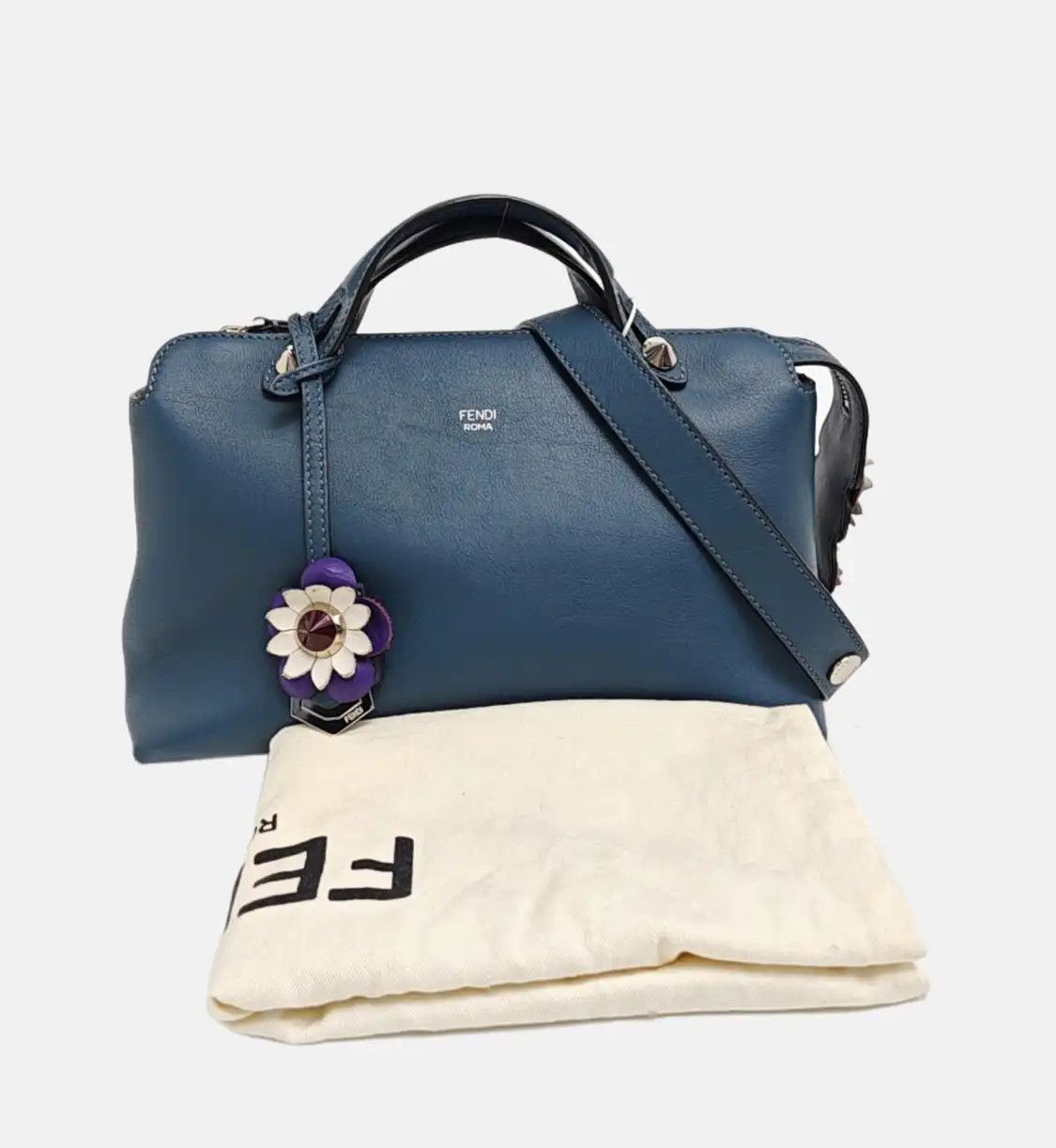 Fendi FENDI By The Way Medium blue cowhide leather stud shoulder bag crossbody bag sil Size ONE SIZE - 8 Thumbnail