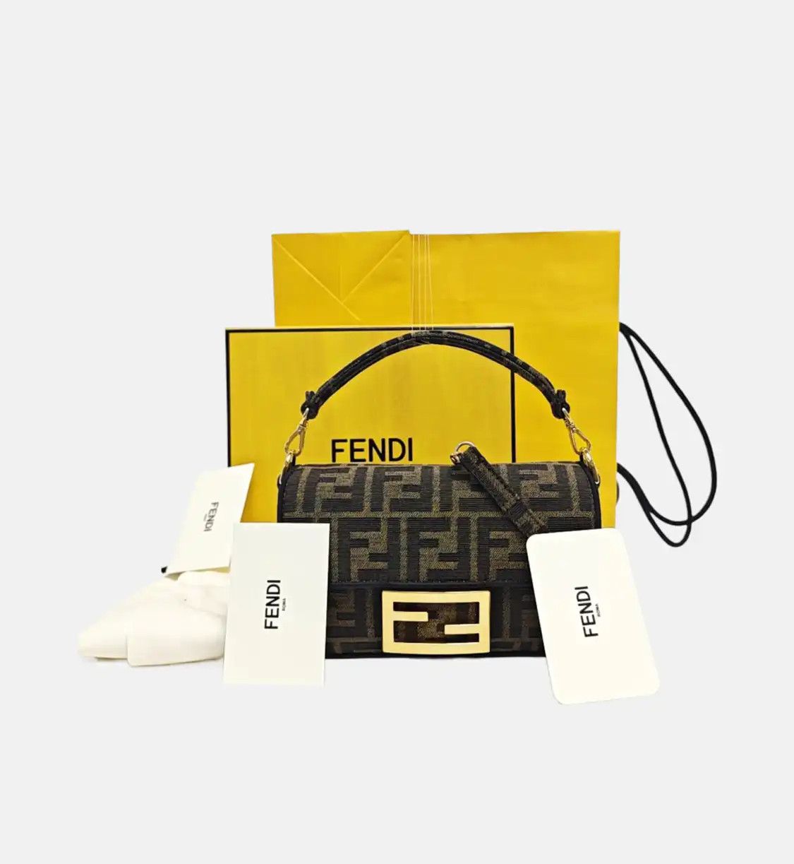 Fendi FENDI Baguette mini brown fabric doubleF jacquard baguette bag shoulder bag hand Size ONE SIZE - 8 Thumbnail