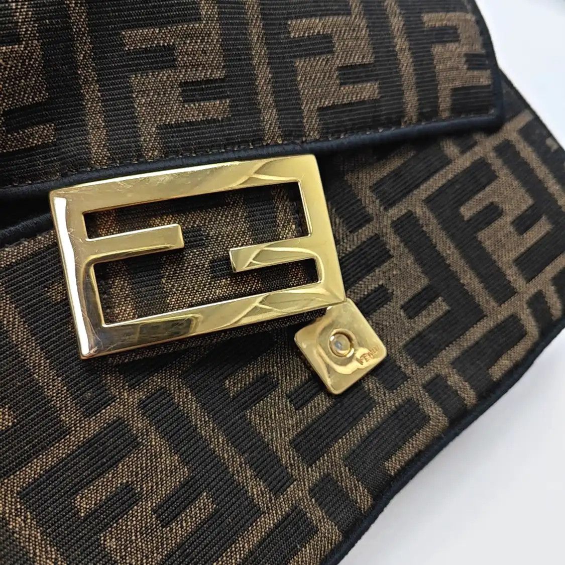 Fendi FENDI Baguette mini brown fabric doubleF jacquard baguette bag shoulder bag hand Size ONE SIZE - 9 Thumbnail
