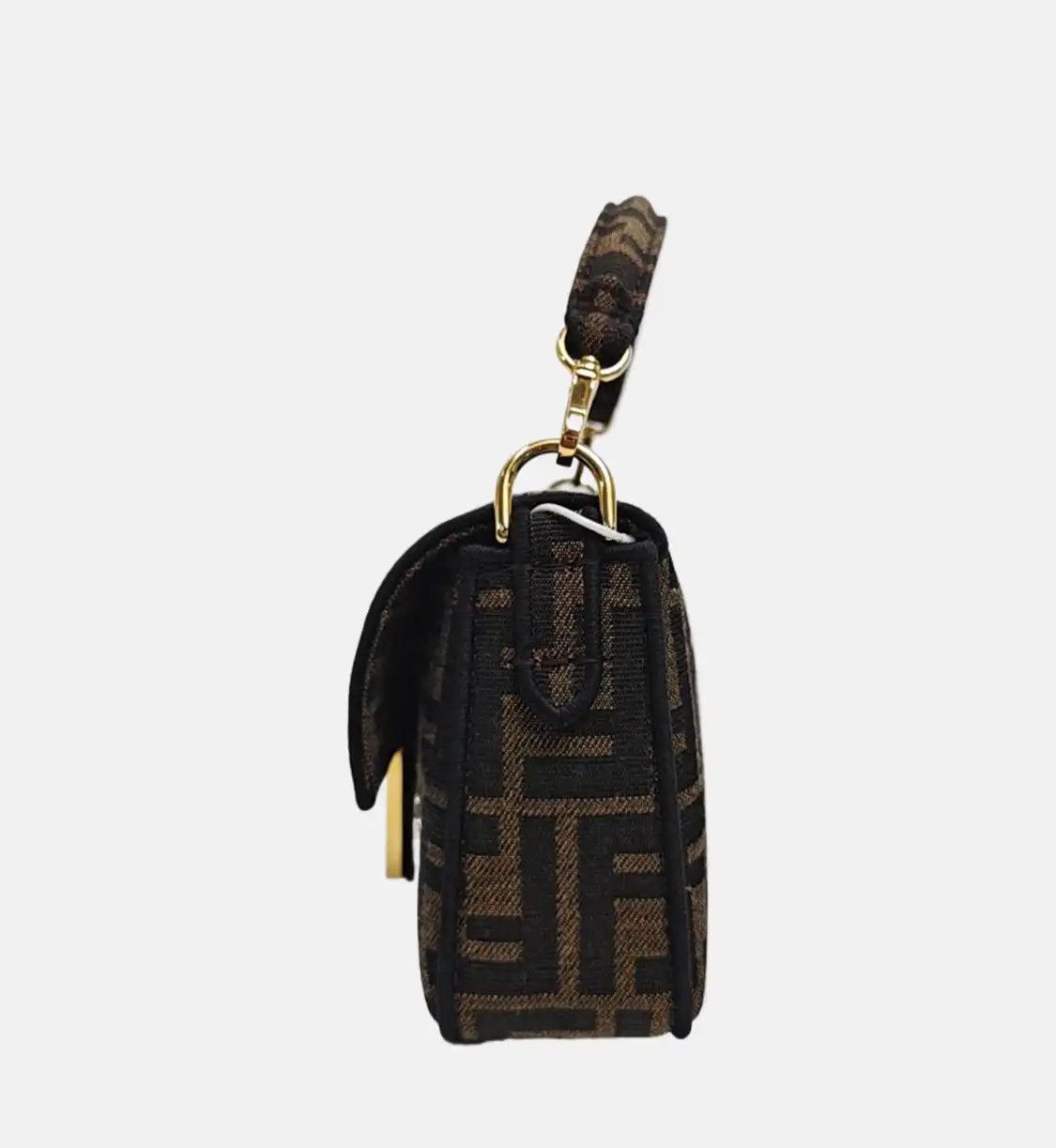 Fendi FENDI Baguette mini brown fabric doubleF jacquard baguette bag shoulder bag hand Size ONE SIZE - 3 Thumbnail