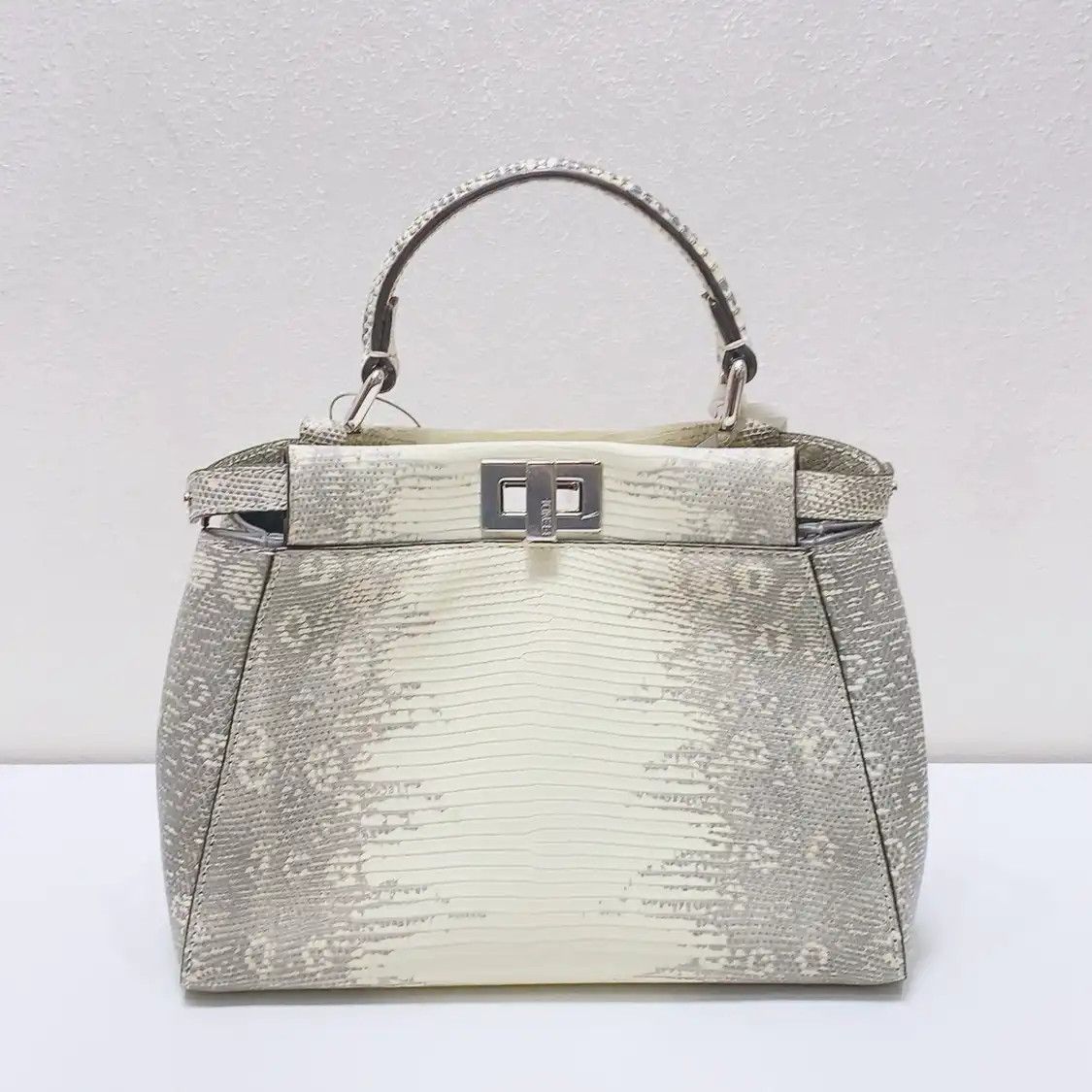 Fendi FENDI Peekaboo mini grey lizard skin shoulder bag Size ONE SIZE - 5 Thumbnail