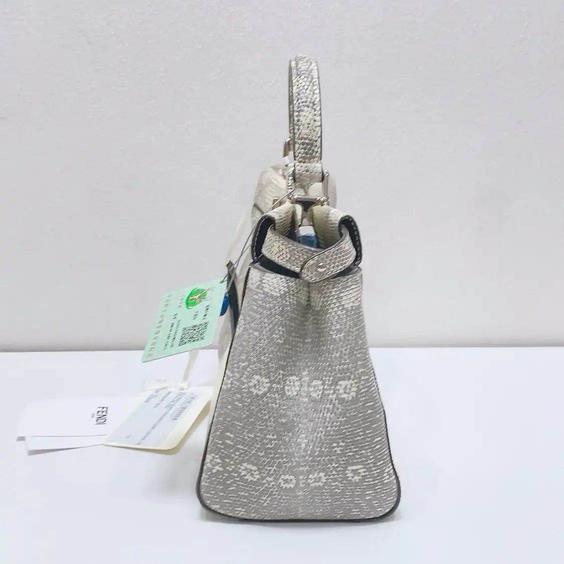 Fendi FENDI Peekaboo mini grey lizard skin shoulder bag Size ONE SIZE - 4 Thumbnail