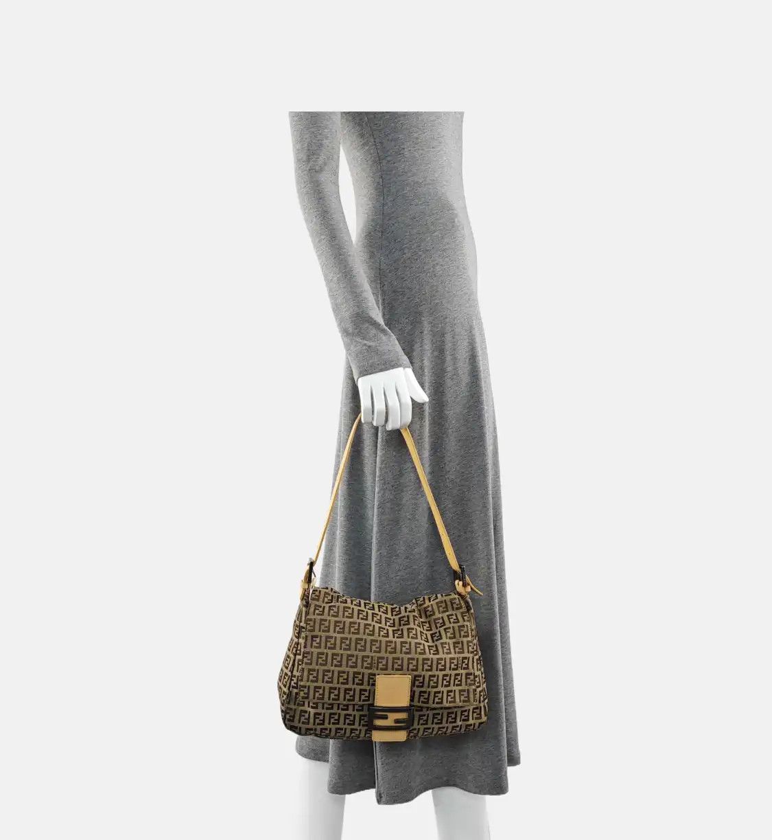 Fendi FENDI Mamma Forever brown canvas doubleF shoulder bag silver hardware detachable Size ONE SIZE - 2 Thumbnail