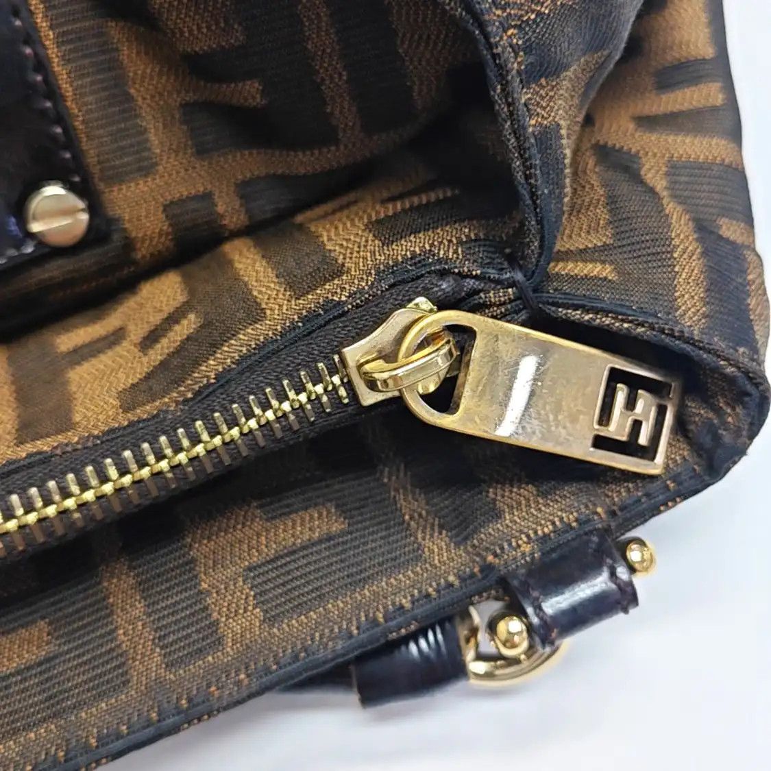 Fendi FENDI Mia brown canvas doubleF woven handbag shoulder bag gold hardware Size ONE SIZE - 11 Thumbnail