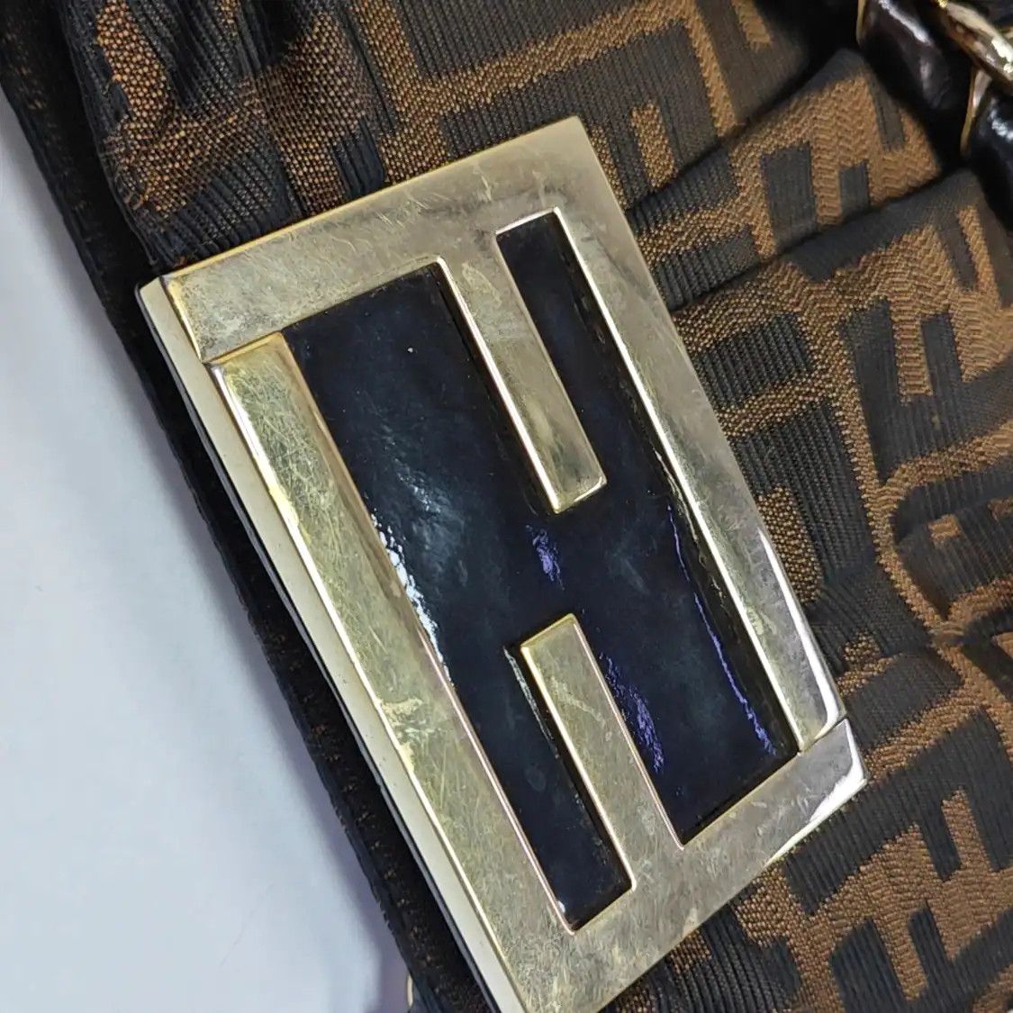 Fendi FENDI Mia brown canvas doubleF woven handbag shoulder bag gold hardware Size ONE SIZE - 8 Thumbnail
