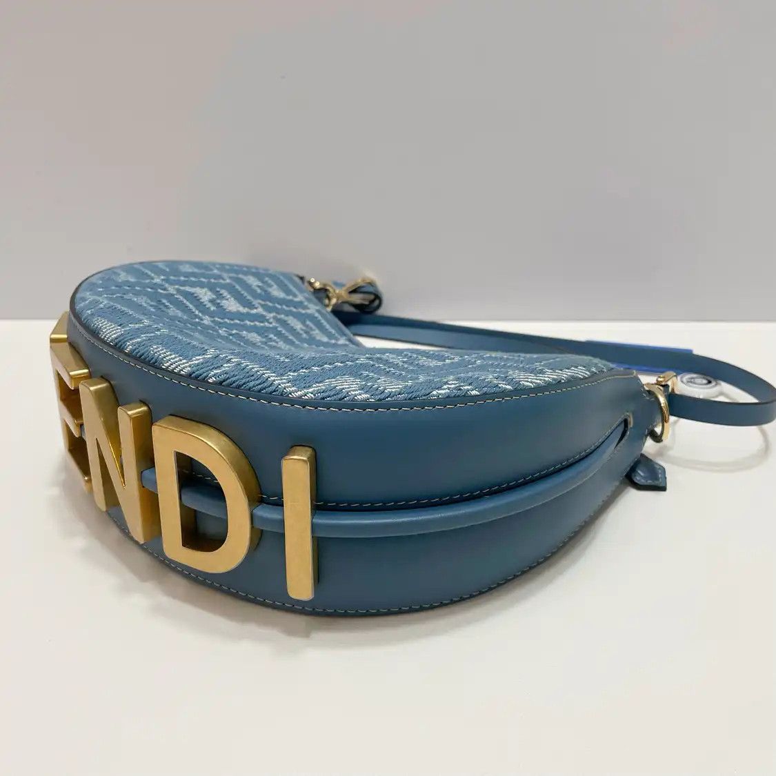 Fendi FENDI Fendigraphy Small blue denim doubleF shoulder bag Size ONE SIZE - 3 Thumbnail