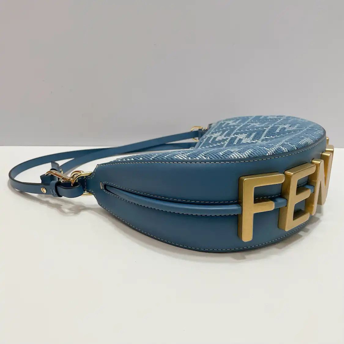 Fendi FENDI Fendigraphy Small blue denim doubleF shoulder bag Size ONE SIZE - 2 Thumbnail