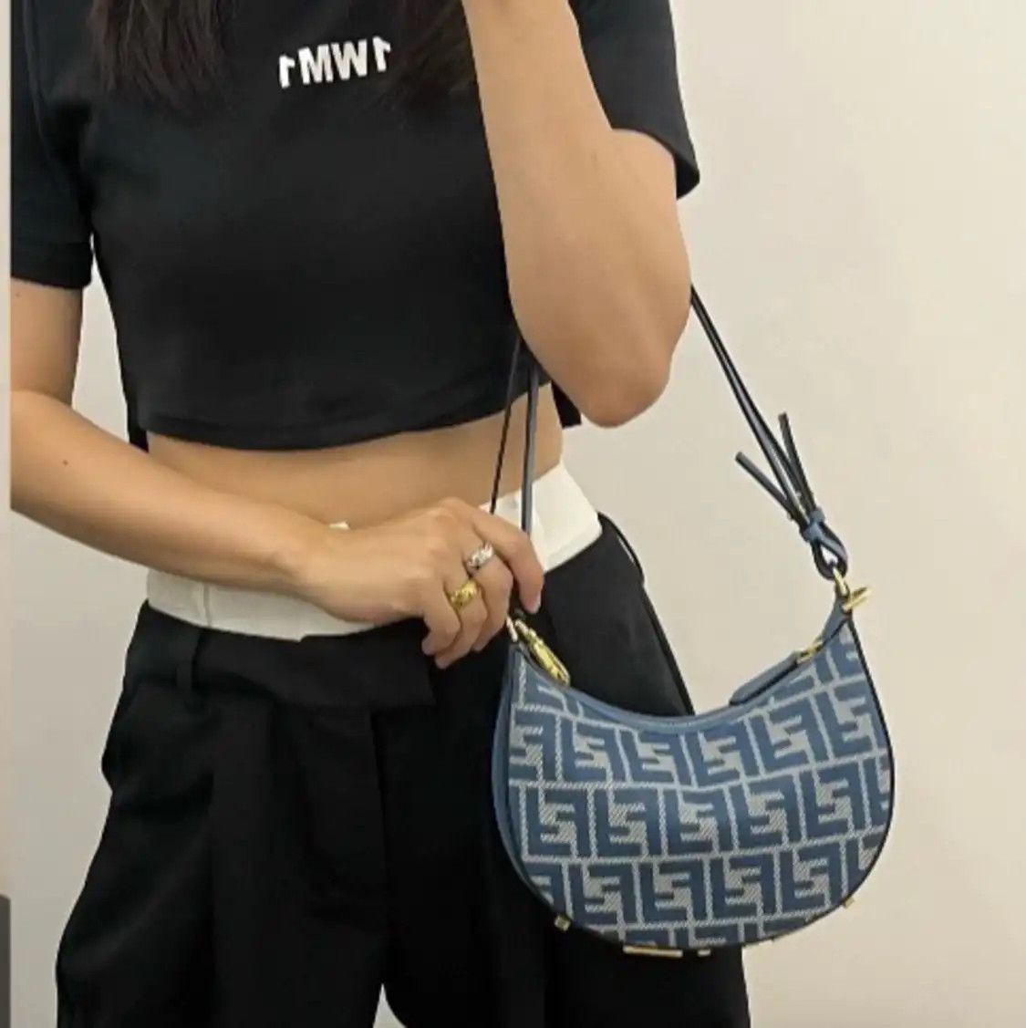 Fendi FENDI Fendigraphy mini blue denim doubleF crossbody bag Size ONE SIZE - 8 Thumbnail