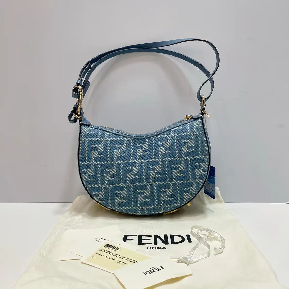 Fendi FENDI Fendigraphy mini blue denim doubleF crossbody bag Size ONE SIZE - 2 Thumbnail