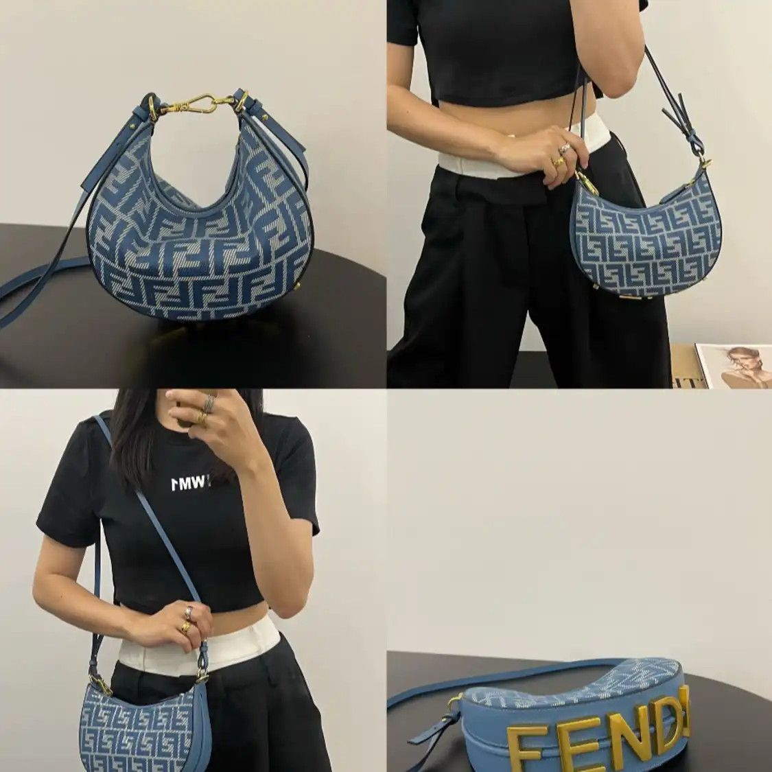 Fendi FENDI Fendigraphy mini blue denim doubleF crossbody bag Size ONE SIZE - 9 Thumbnail