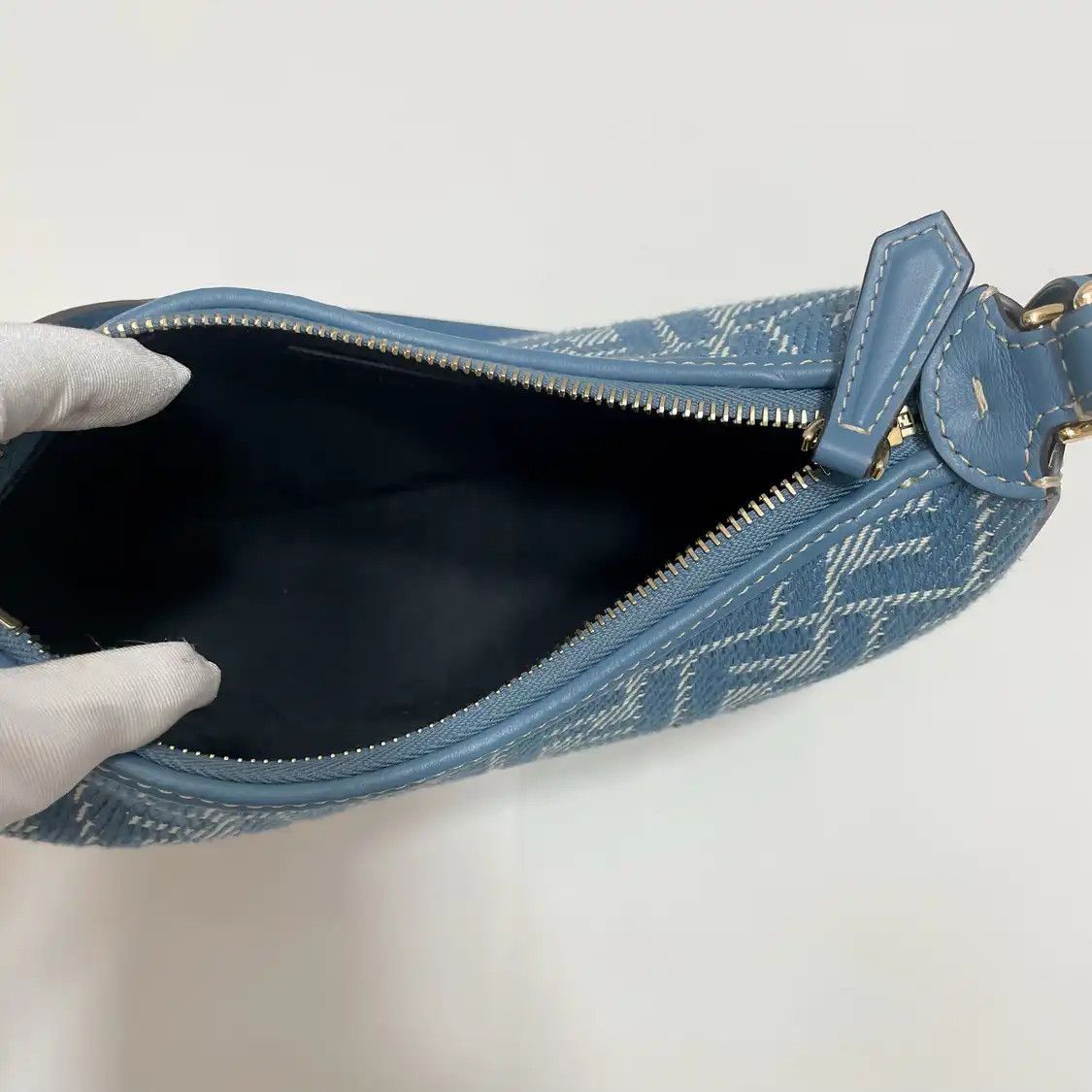 Fendi FENDI Fendigraphy mini blue denim doubleF crossbody bag Size ONE SIZE - 7 Thumbnail