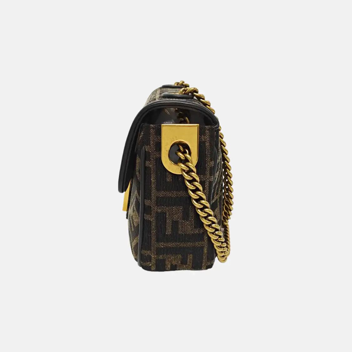 Fendi FENDI Baguette Medium color-block fabric doubleF shoulder bag clutch handbag gol Size ONE SIZE - 3 Thumbnail