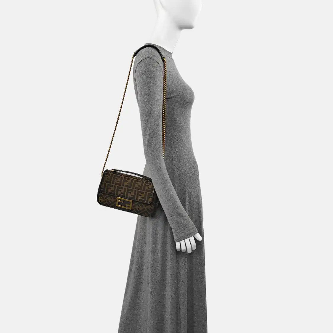 Fendi FENDI Baguette Medium color-block fabric doubleF shoulder bag clutch handbag gol Size ONE SIZE - 2 Thumbnail
