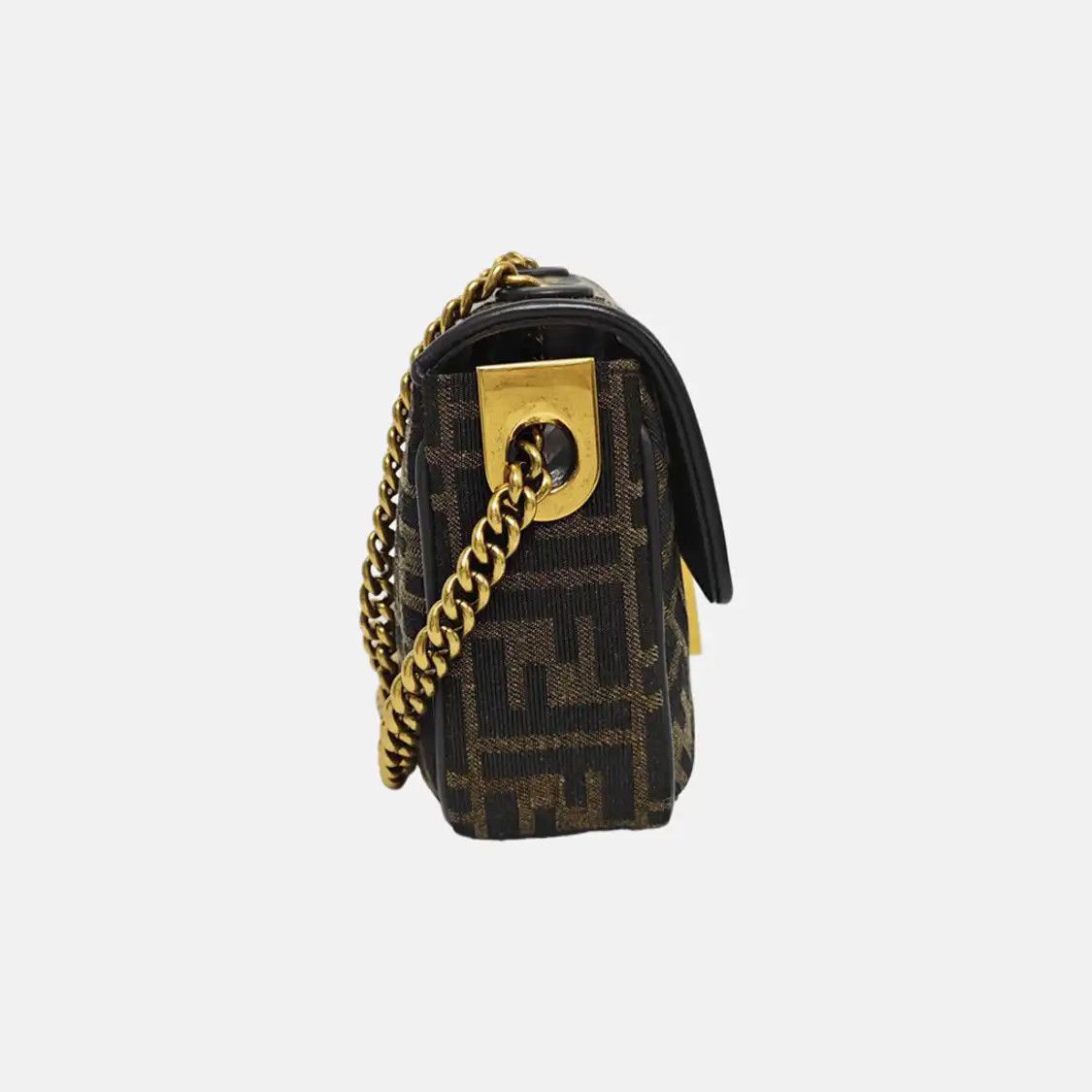 Fendi FENDI Baguette Medium color-block fabric doubleF shoulder bag clutch handbag gol Size ONE SIZE - 4 Thumbnail