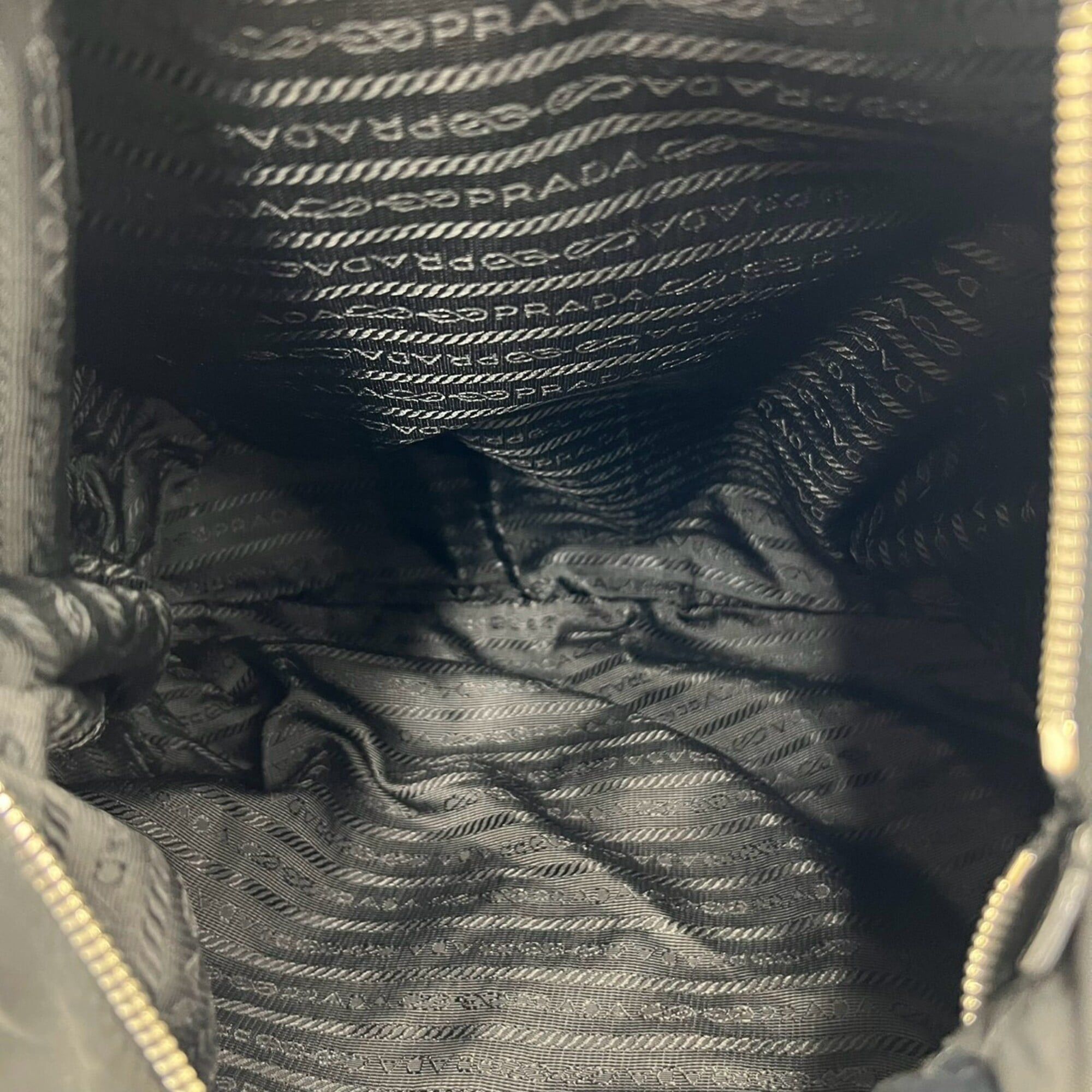 Prada PRADA logo embroidered Pocono Tessuto nylon leather genuine shoulder bag handbag black 33895 Size ONE SIZE - 9 Thumbnail