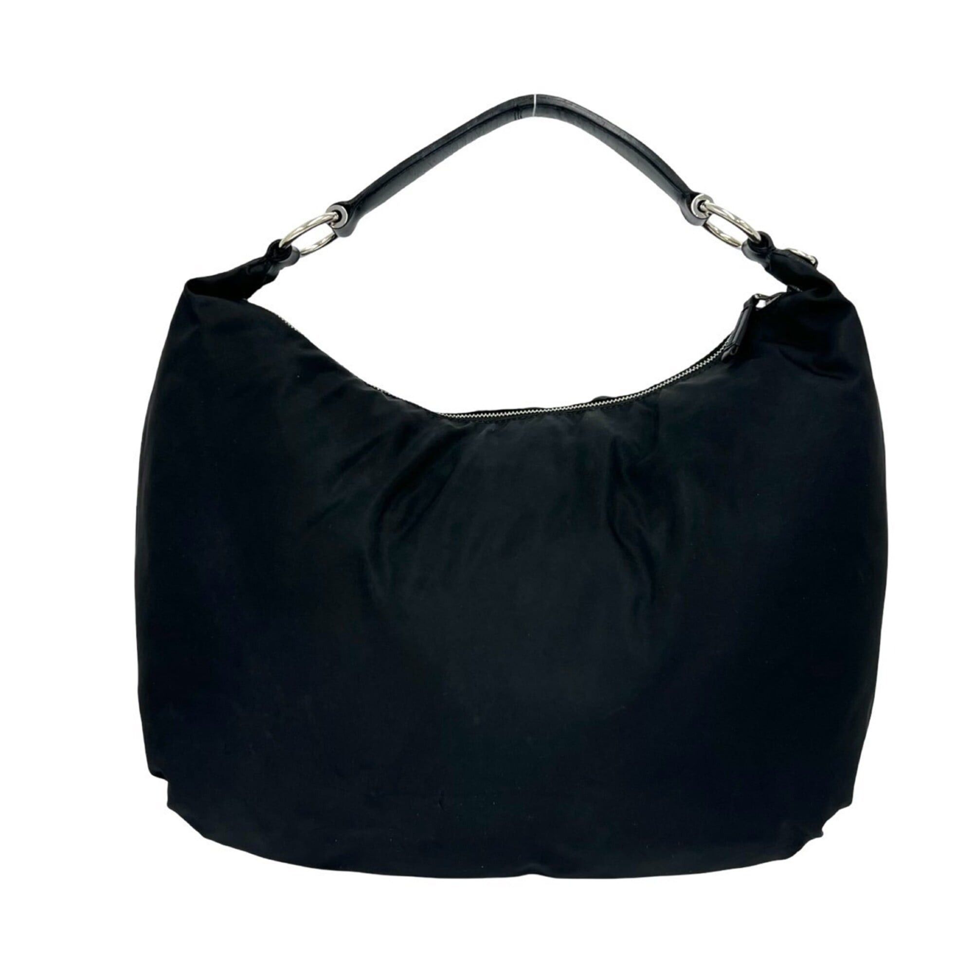 Prada PRADA logo embroidered Pocono Tessuto nylon leather genuine shoulder bag handbag black 33895 Size ONE SIZE - 3 Thumbnail