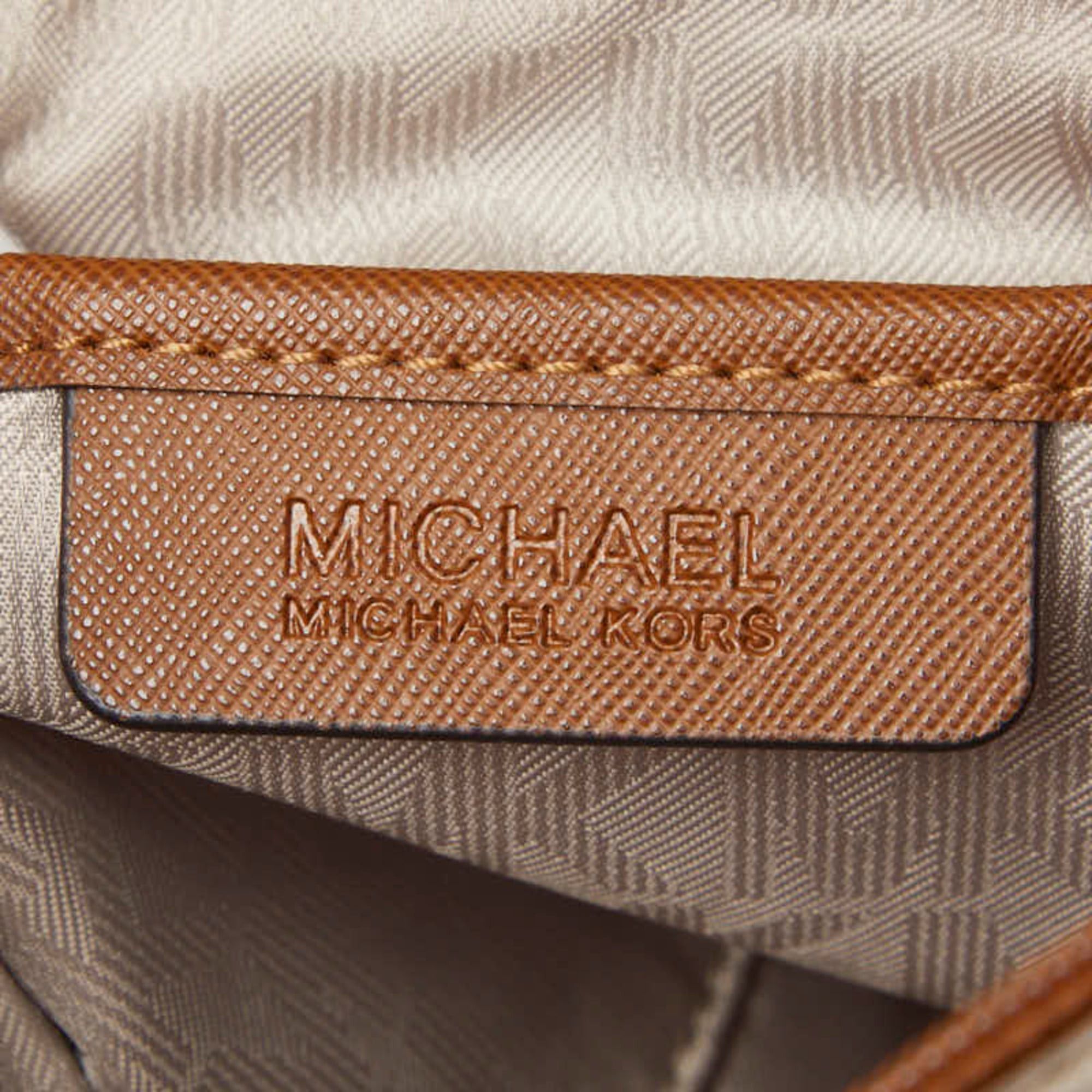 Michael Kors Michael Kors Logo Tote Bag Handbag Brown Leather Women's Size ONE SIZE - 10 Thumbnail