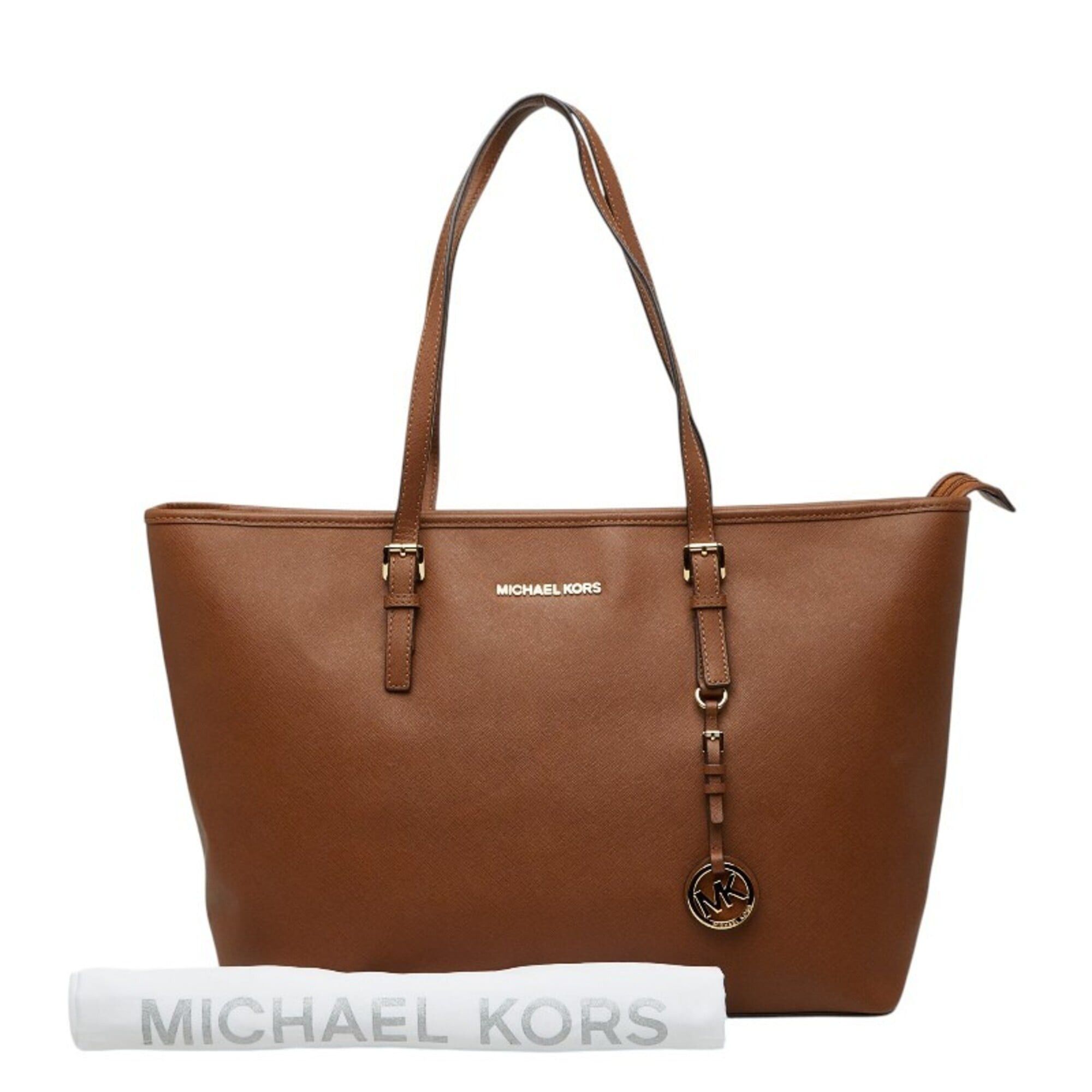 Michael Kors Michael Kors Logo Tote Bag Handbag Brown Leather Women's Size ONE SIZE - 12 Thumbnail