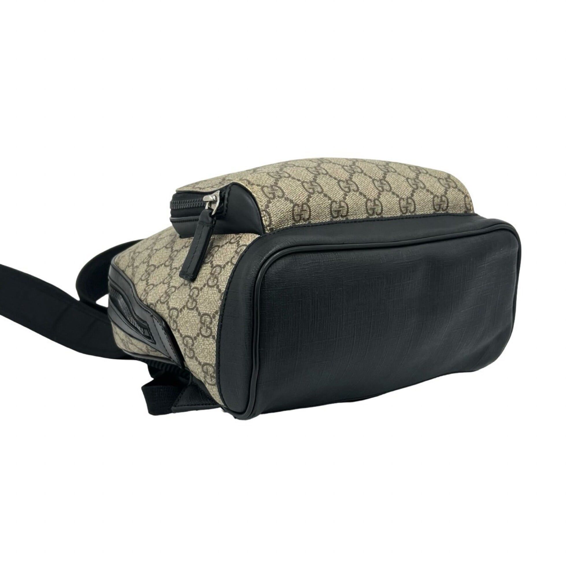 Gucci GUCCI GG Supreme Logo Pattern Leather Backpack/Daypack (Beige/Black) 70853 Size ONE SIZE - 7 Thumbnail