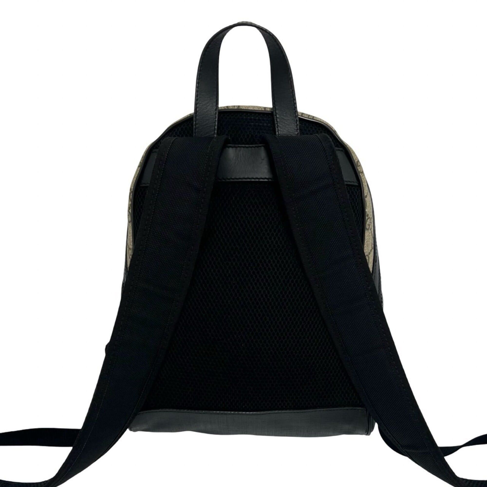 Gucci GUCCI GG Supreme Logo Pattern Leather Backpack/Daypack (Beige/Black) 70853 Size ONE SIZE - 3 Thumbnail
