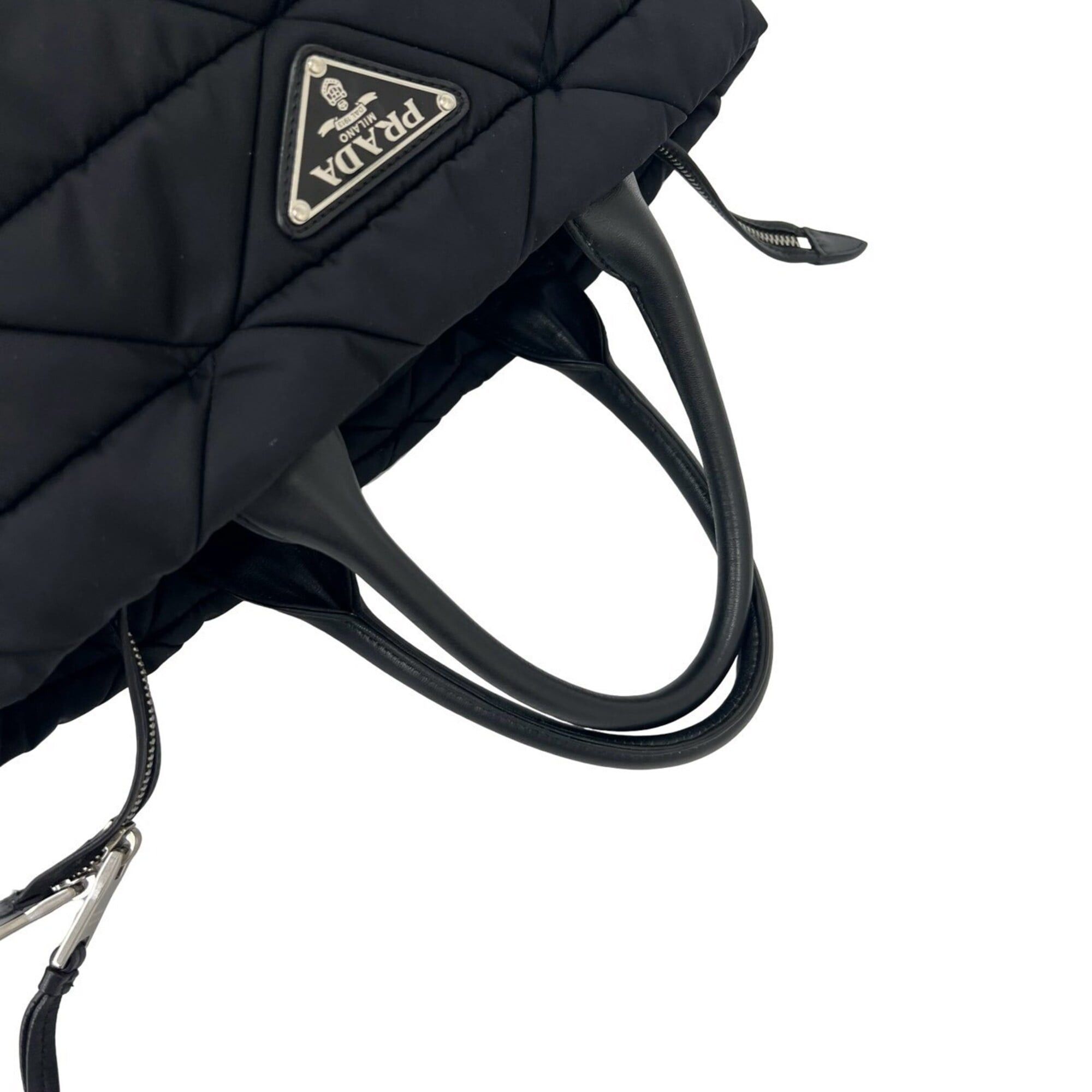 Prada Prada Triangle Logo Hardware Tessuto Pocono Nylon Leather Genuine 2-way Shoulder Bag Handbag Black 90968 Size ONE SIZE - 4 Thumbnail