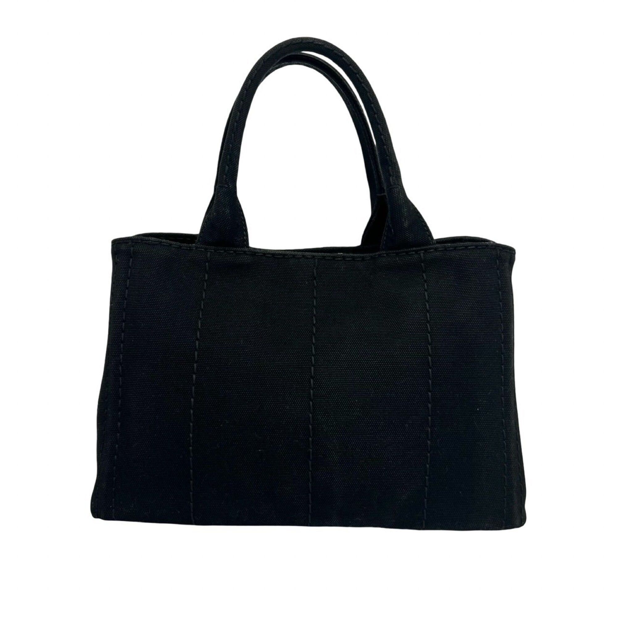 Prada PRADA Canapa Triangle Logo Hardware Canvas 2-way Shoulder Bag Handbag Mini Tote Black 86657 Size ONE SIZE - 3 Thumbnail