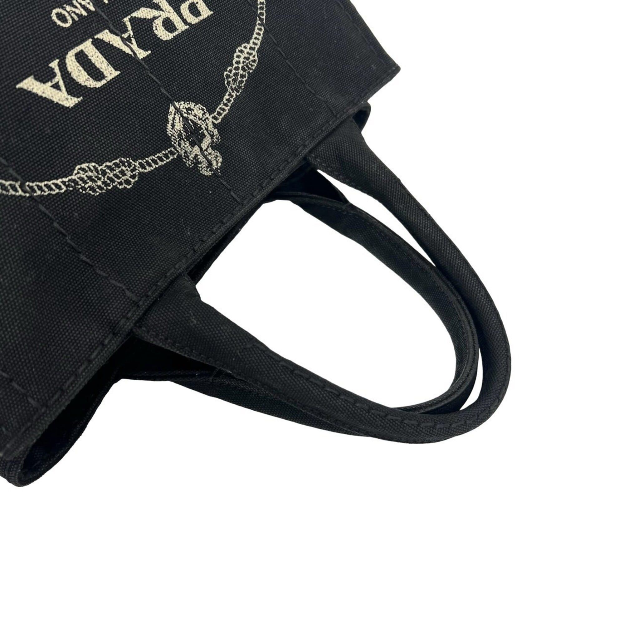 Prada PRADA Canapa Triangle Logo Hardware Canvas 2-way Shoulder Bag Handbag Mini Tote Black 86657 Size ONE SIZE - 4 Thumbnail