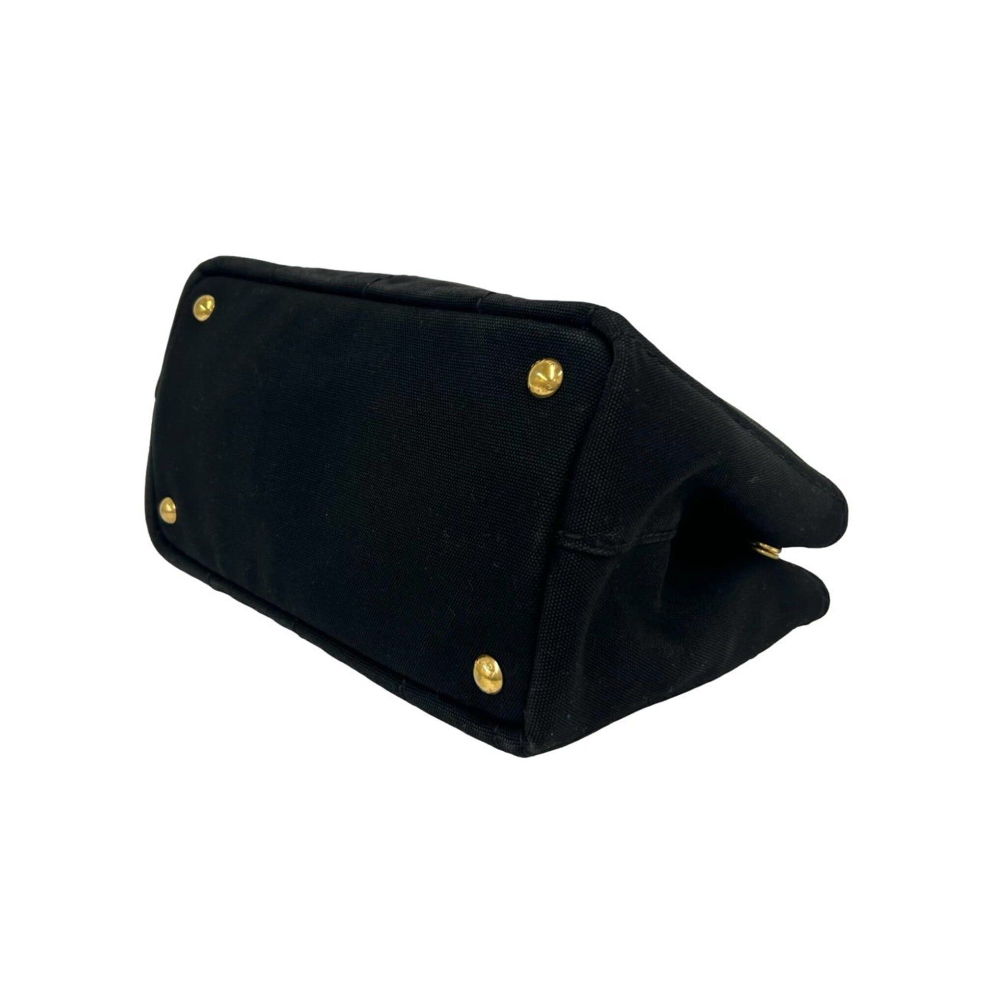 Prada PRADA Canapa Triangle Logo Hardware Canvas 2-way Shoulder Bag Handbag Mini Tote Black 86657 Size ONE SIZE - 8 Thumbnail