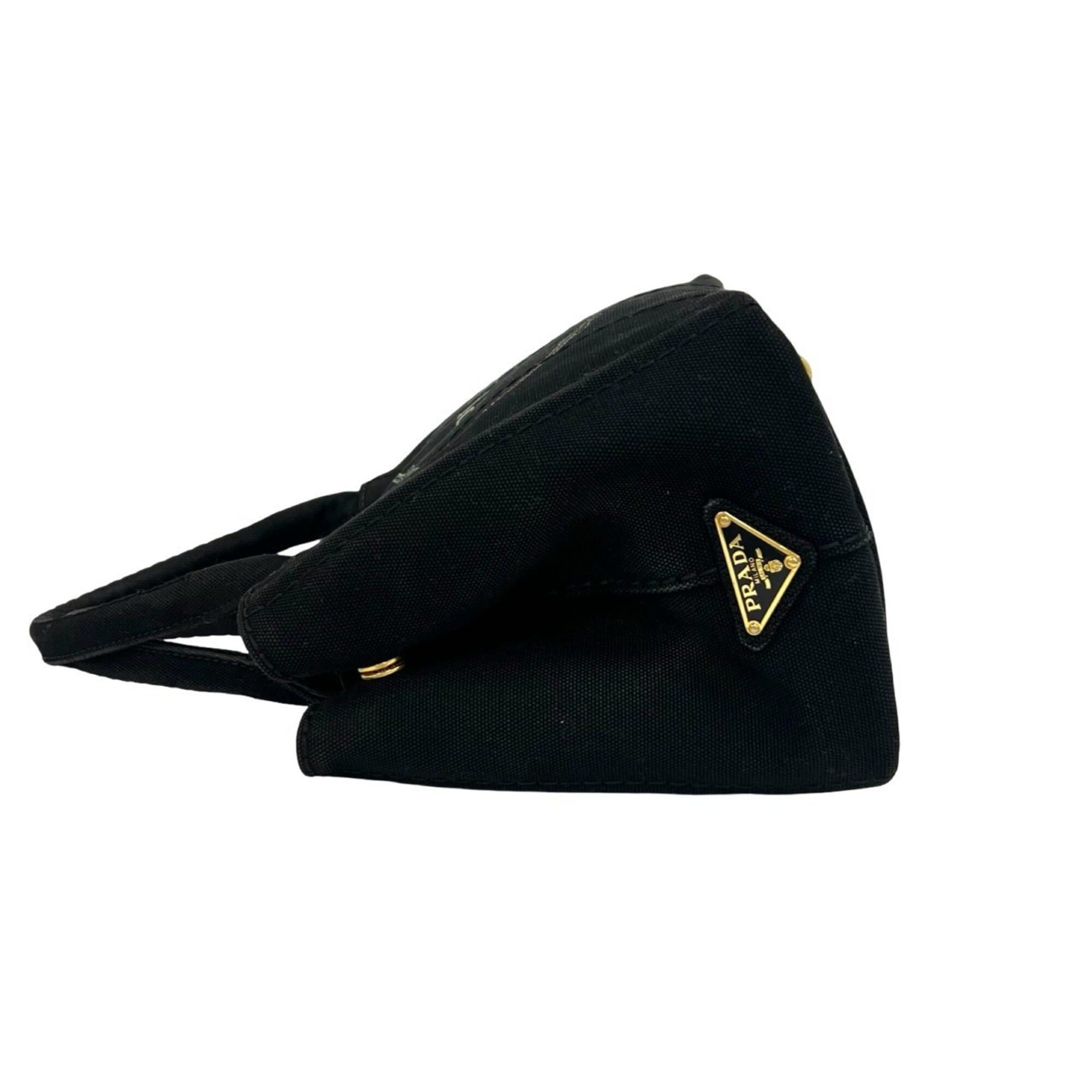 Prada PRADA Canapa Triangle Logo Hardware Canvas 2-way Shoulder Bag Handbag Mini Tote Black 86657 Size ONE SIZE - 5 Thumbnail