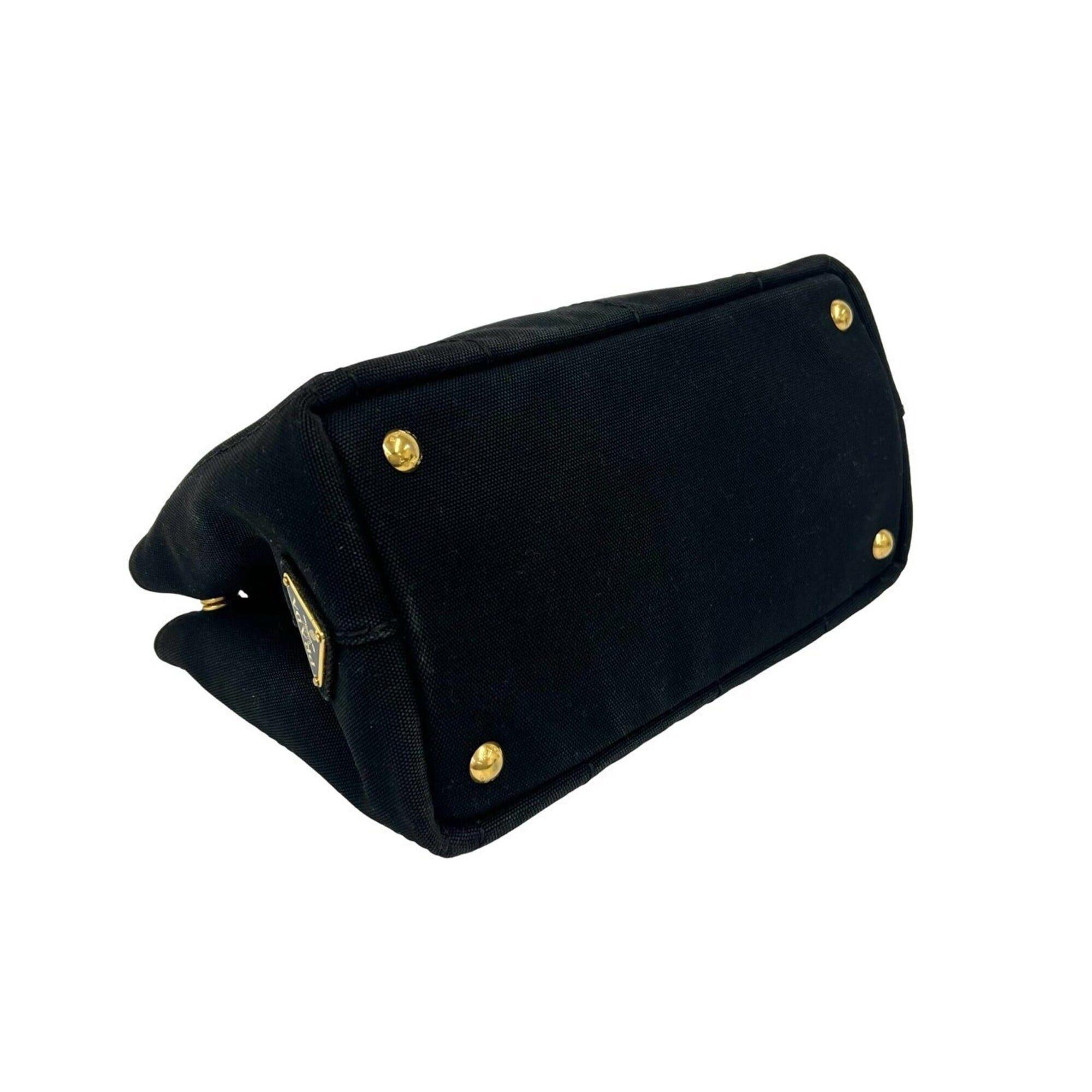 Prada PRADA Canapa Triangle Logo Hardware Canvas 2-way Shoulder Bag Handbag Mini Tote Black 86657 Size ONE SIZE - 7 Thumbnail