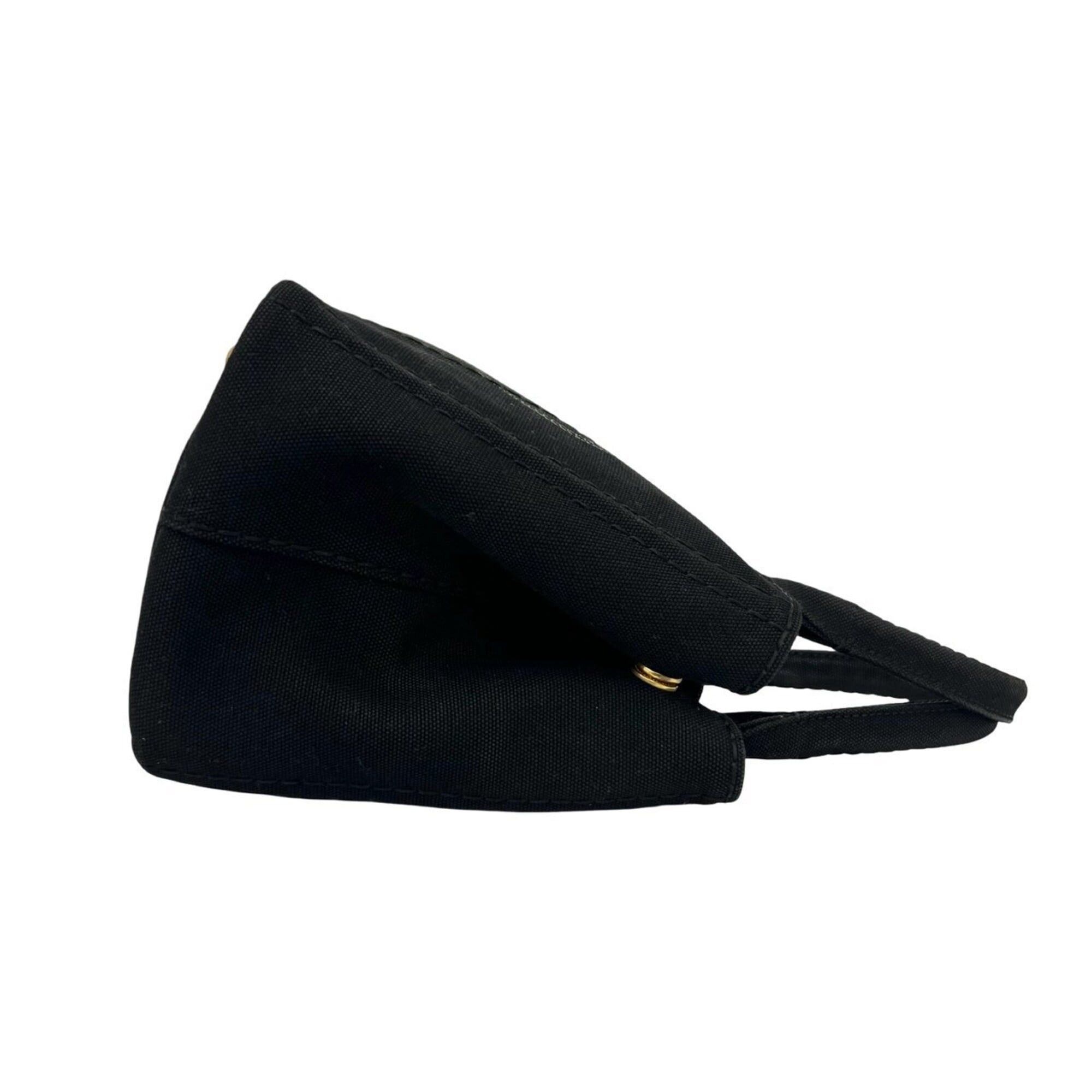 Prada PRADA Canapa Triangle Logo Hardware Canvas 2-way Shoulder Bag Handbag Mini Tote Black 86657 Size ONE SIZE - 6 Thumbnail