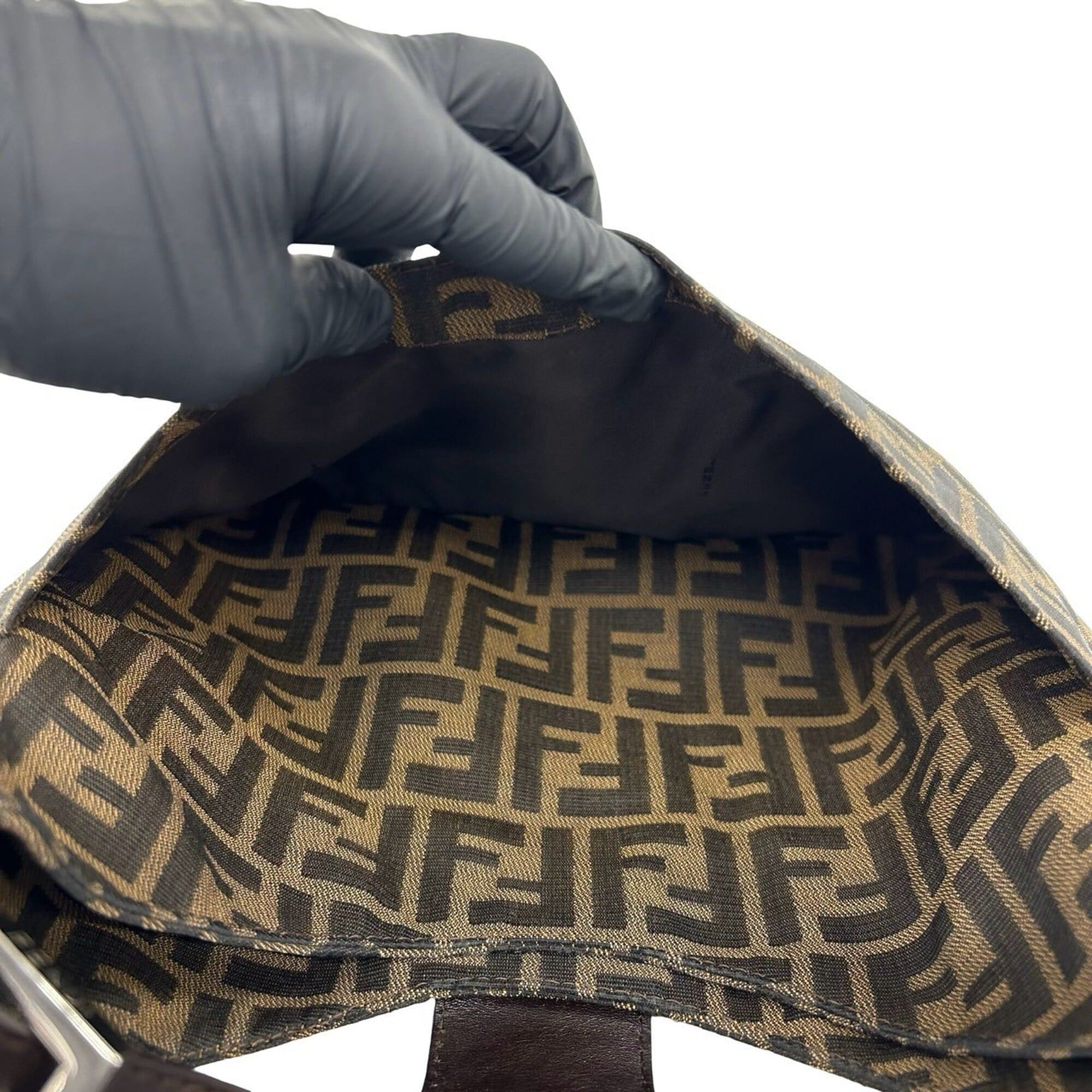 Fendi FENDI Zucca FF Logo Pattern Canvas Leather Semi-Shoulder Bag/Handbag Brown 33270 Size ONE SIZE - 10 Thumbnail