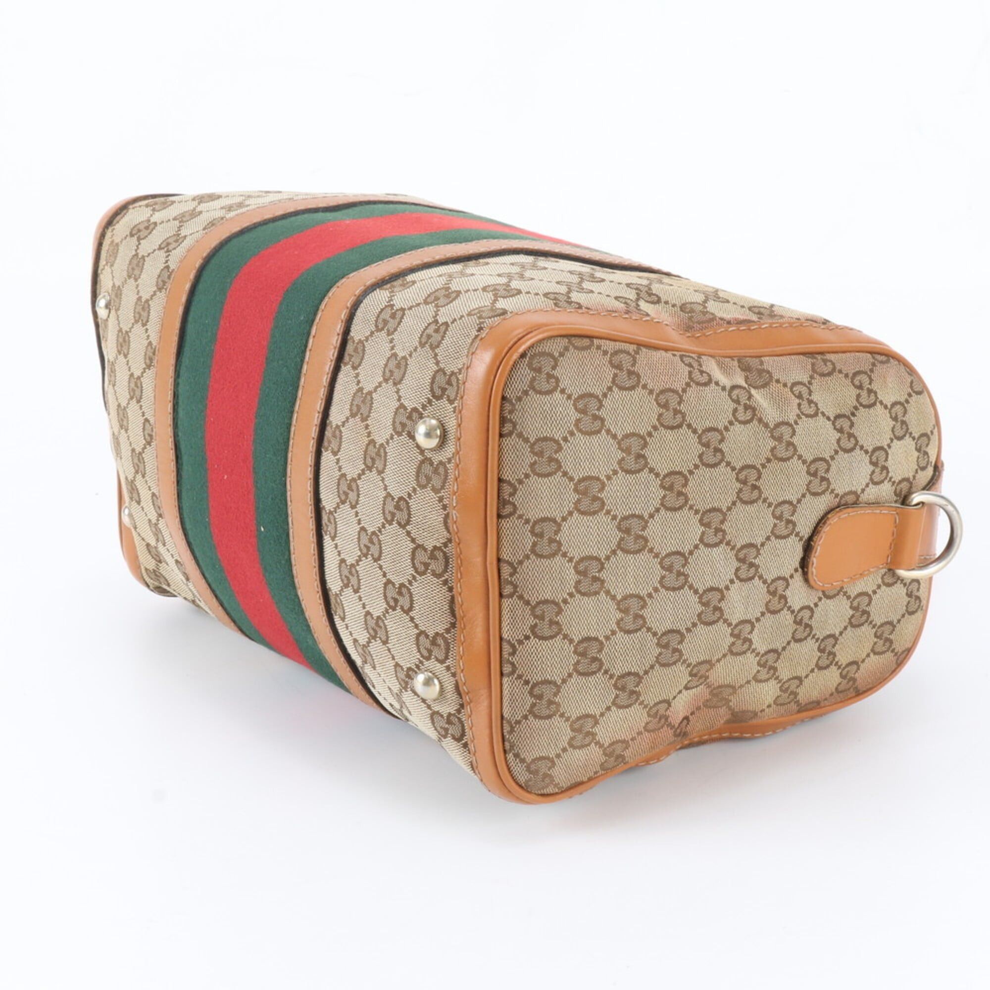 Gucci Gucci GG Canvas Sherry Line Mini Boston Bag 247205 Leather Handbag Tote Brown Women's Size ONE SIZE - 3 Thumbnail