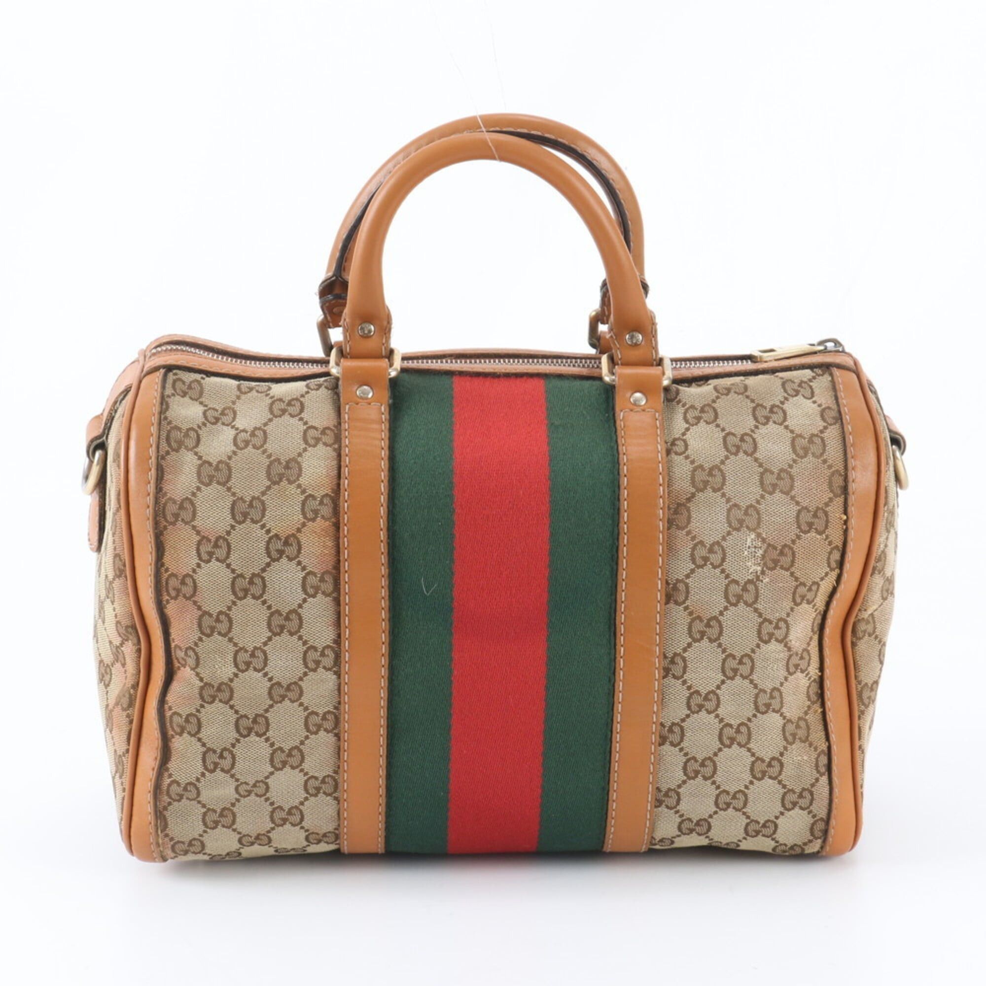 Gucci Gucci GG Canvas Sherry Line Mini Boston Bag 247205 Leather Handbag Tote Brown Women's Size ONE SIZE - 2 Thumbnail