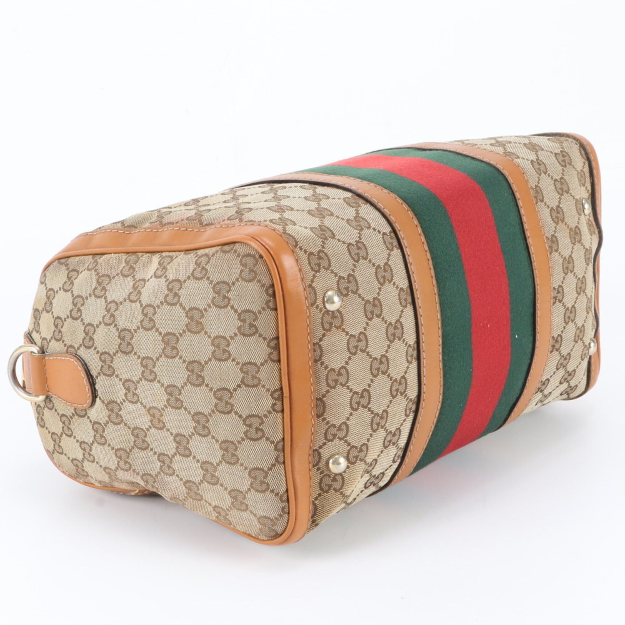 Gucci Gucci GG Canvas Sherry Line Mini Boston Bag 247205 Leather Handbag Tote Brown Women's Size ONE SIZE - 4 Thumbnail