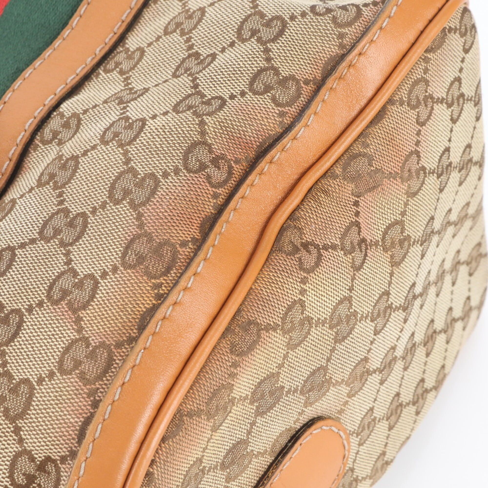 Gucci Gucci GG Canvas Sherry Line Mini Boston Bag 247205 Leather Handbag Tote Brown Women's Size ONE SIZE - 7 Thumbnail