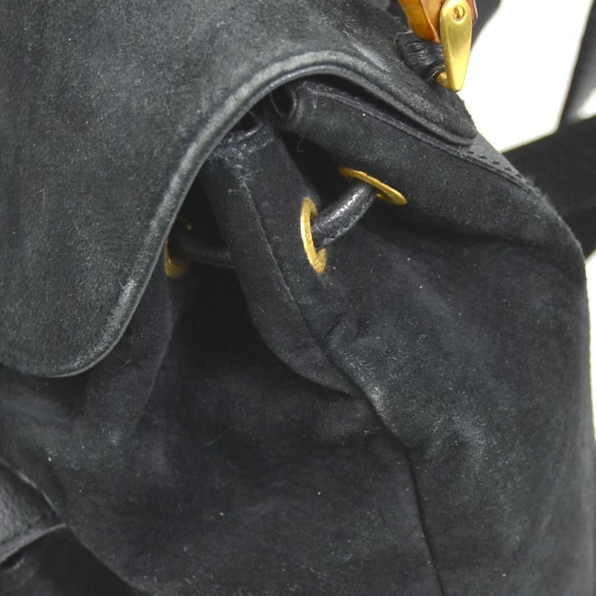 Gucci Gucci Backpack Bamboo Suede Black Gold Women's e62206c Size ONE SIZE - 15 Thumbnail