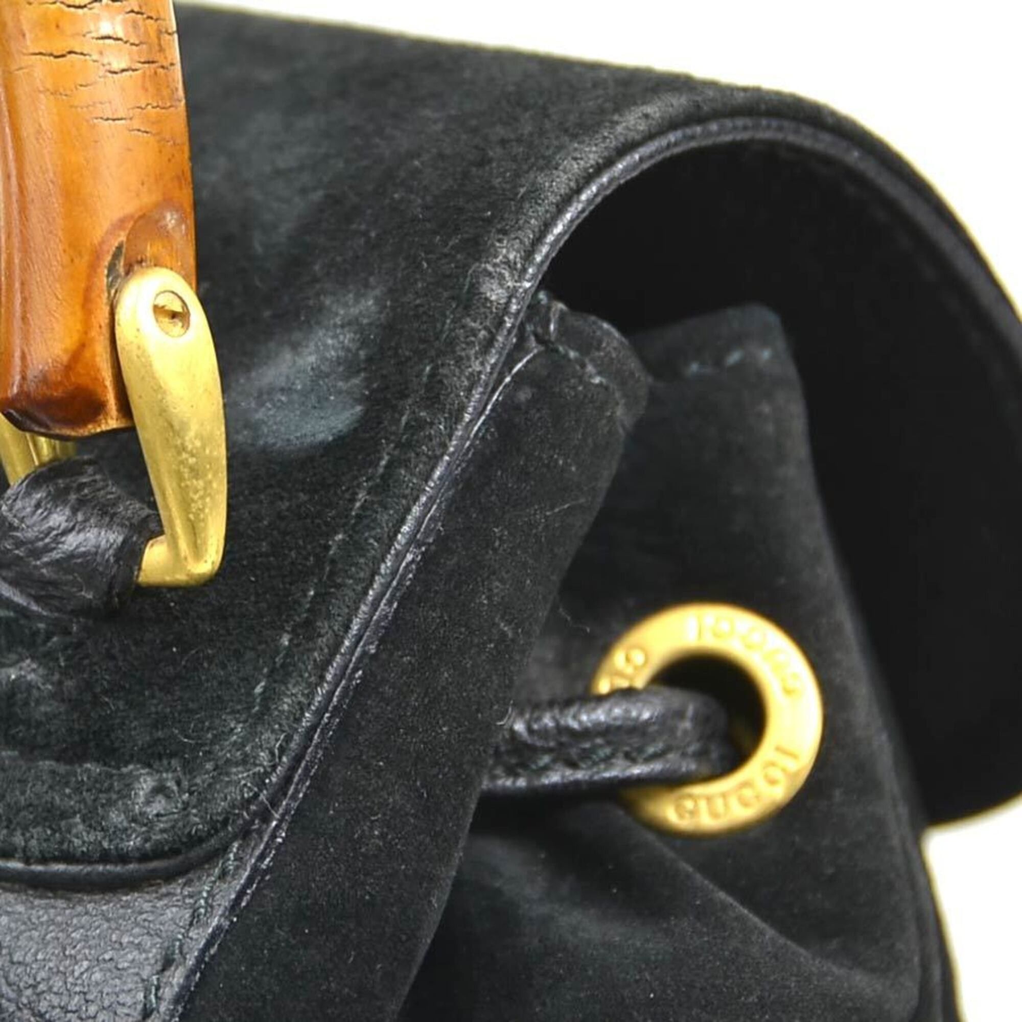 Gucci Gucci Backpack Bamboo Suede Black Gold Women's e62206c Size ONE SIZE - 12 Thumbnail