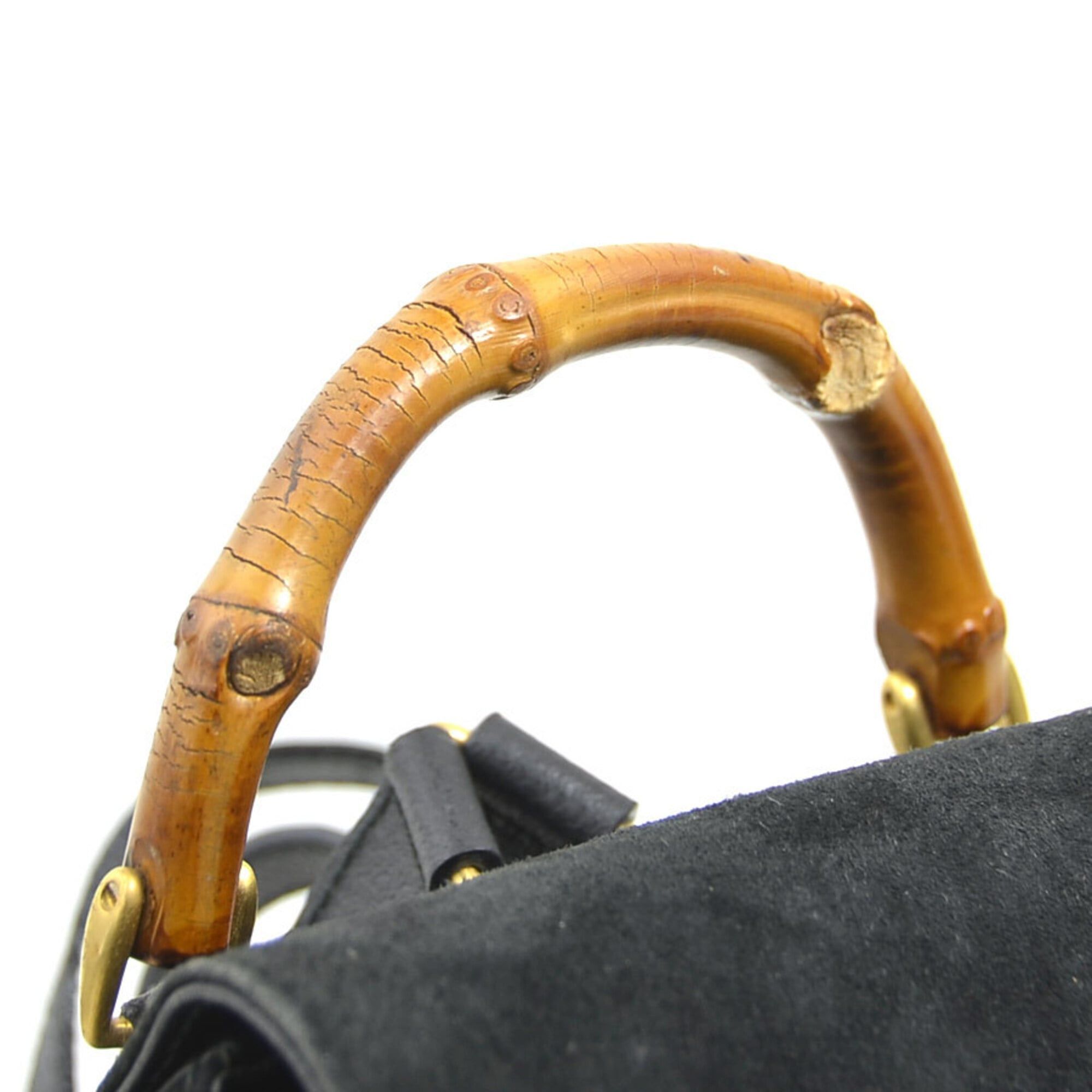 Gucci Gucci Backpack Bamboo Suede Black Gold Women's e62206c Size ONE SIZE - 8 Thumbnail