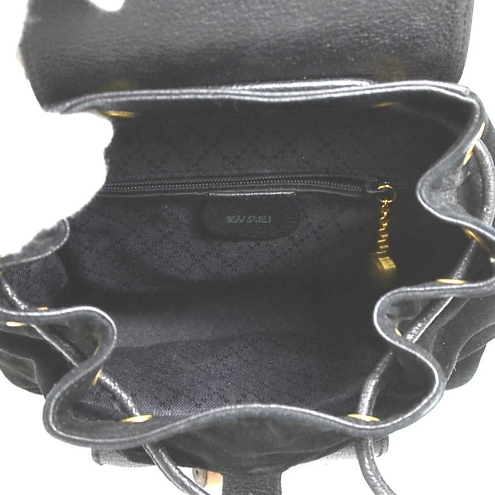 Gucci Gucci Backpack Bamboo Suede Black Gold Women's e62206c Size ONE SIZE - 5 Thumbnail