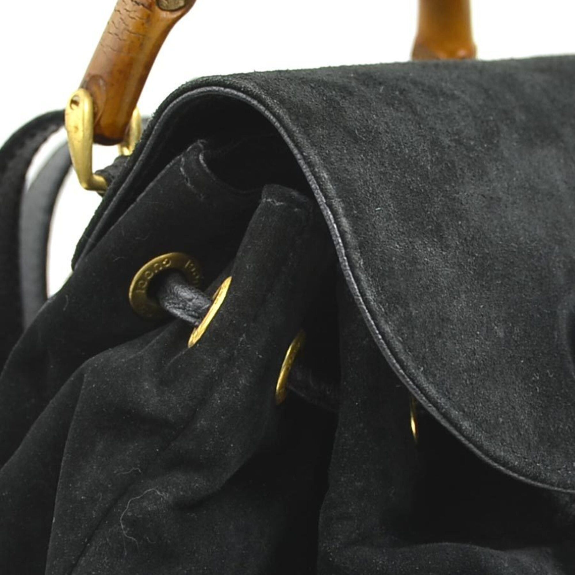 Gucci Gucci Backpack Bamboo Suede Black Gold Women's e62206c Size ONE SIZE - 6 Thumbnail