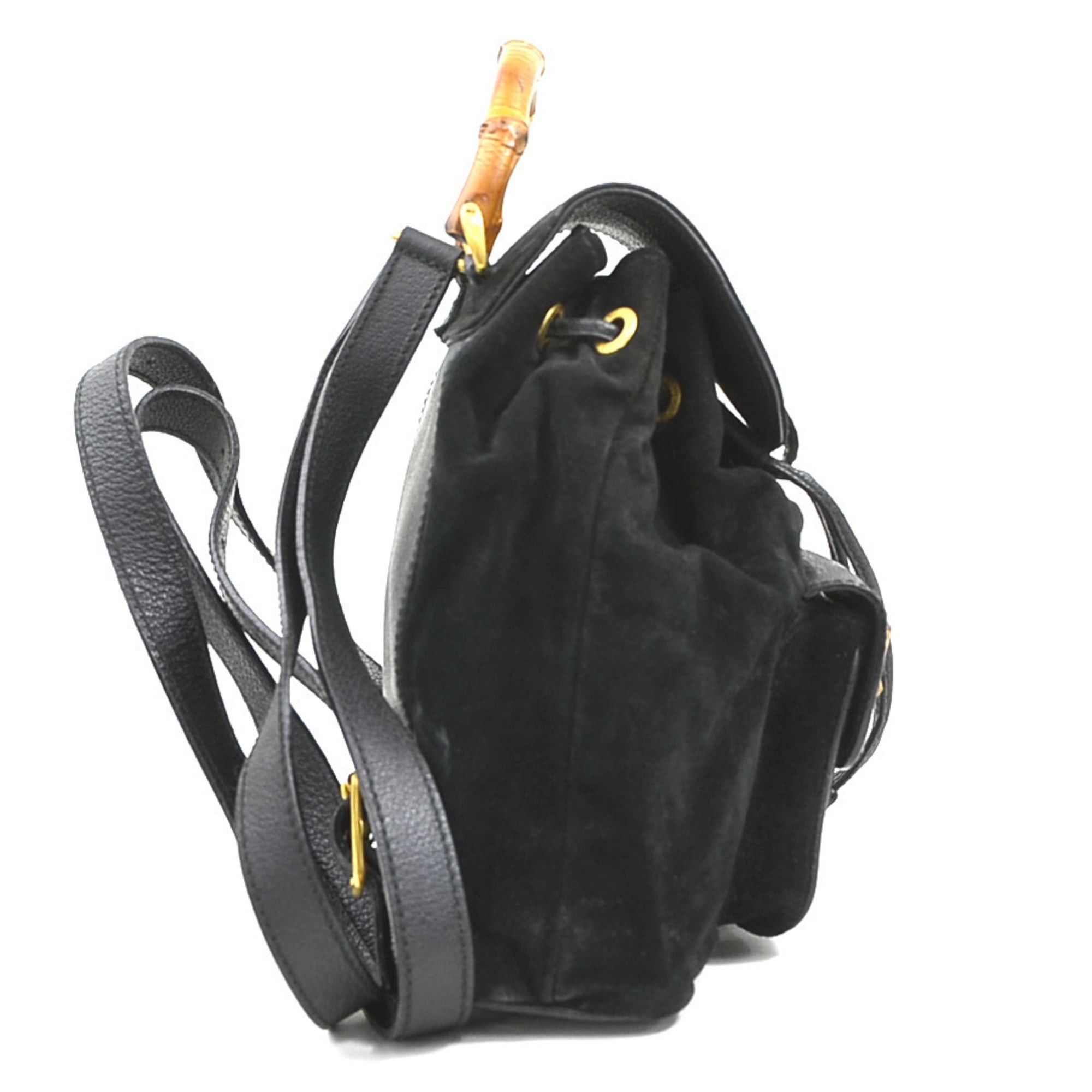 Gucci Gucci Backpack Bamboo Suede Black Gold Women's e62206c Size ONE SIZE - 2 Thumbnail