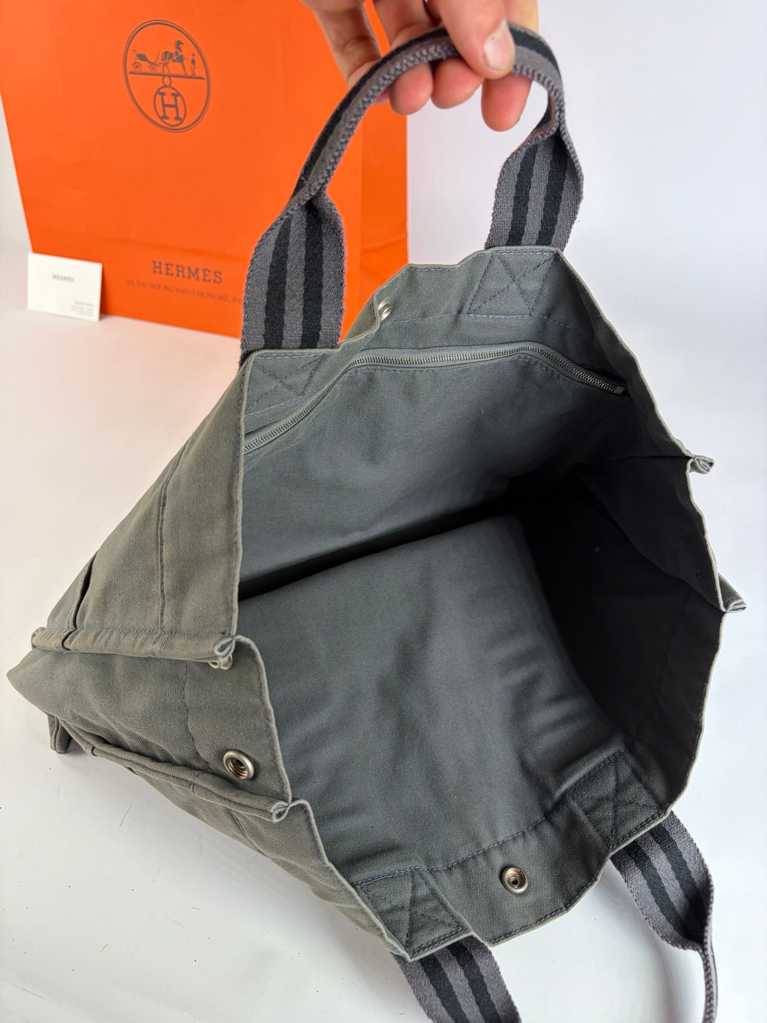 Hermes Vintage Hermès Garden Party Canvas Tote Dark Grey Black Size ONE SIZE - 3 Thumbnail