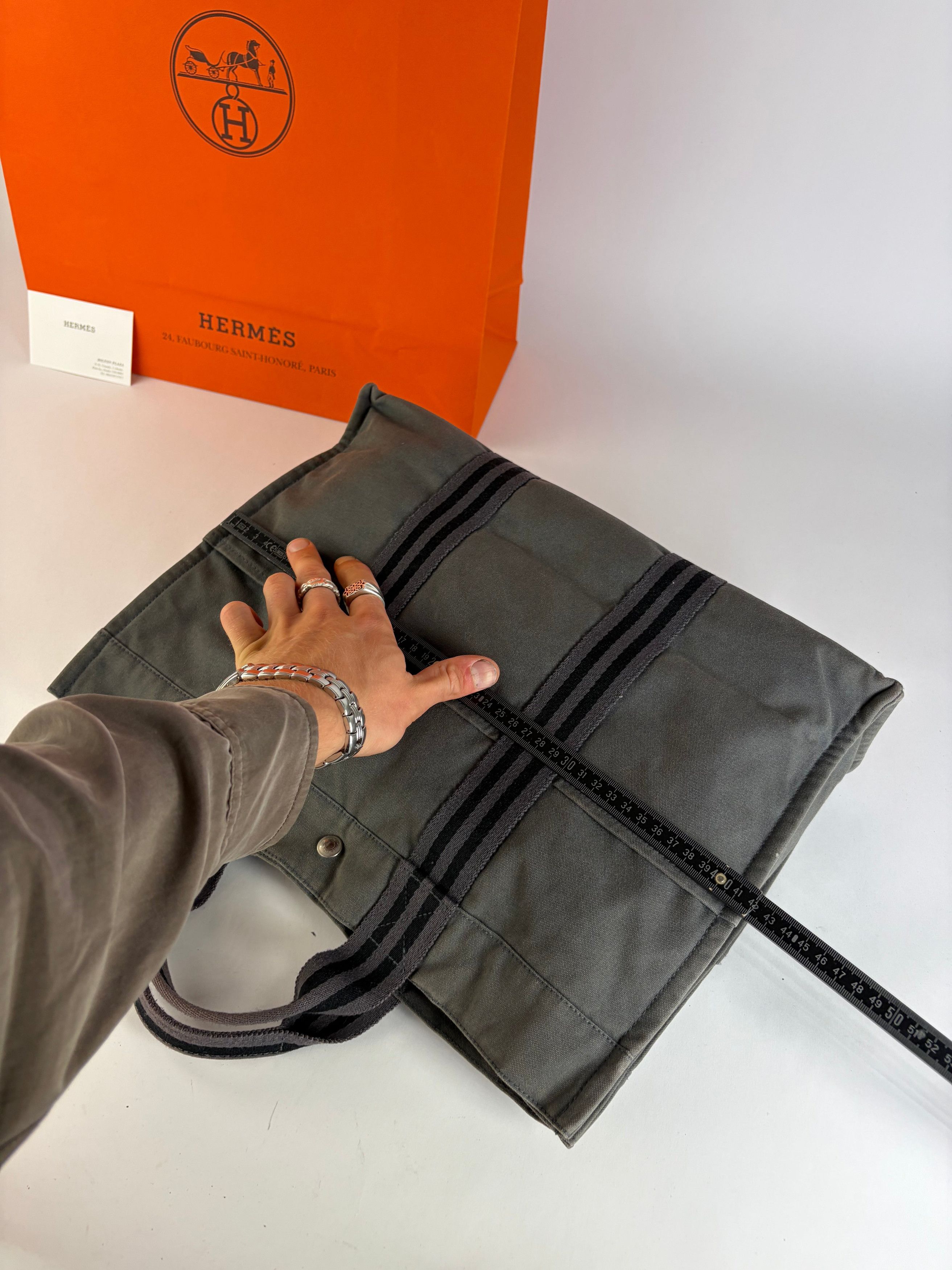 Hermes Vintage Hermès Garden Party Canvas Tote Dark Grey Black Size ONE SIZE - 10 Thumbnail
