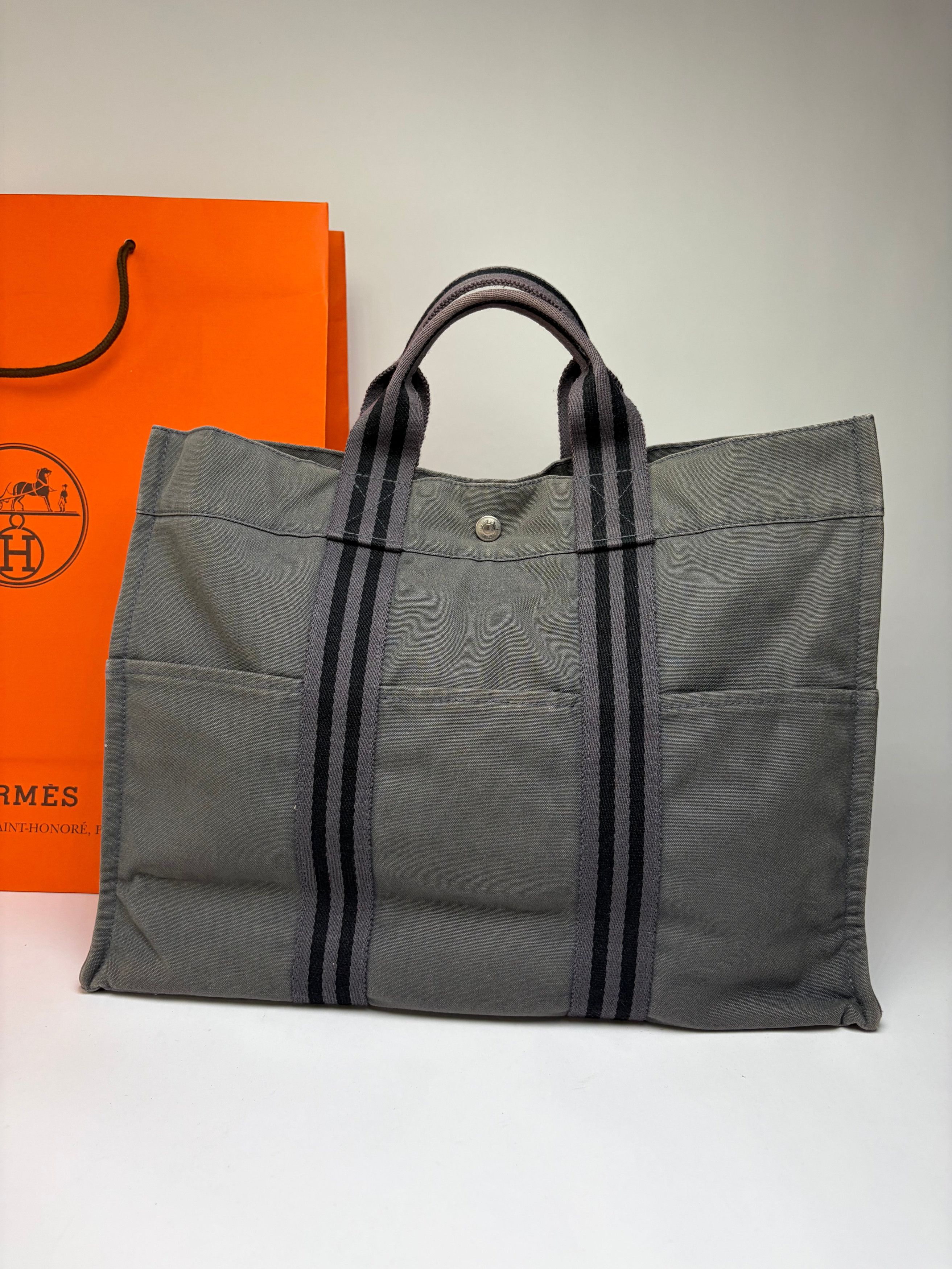 Hermes Vintage Hermès Garden Party Canvas Tote Dark Grey Black Size ONE SIZE - 7 Thumbnail
